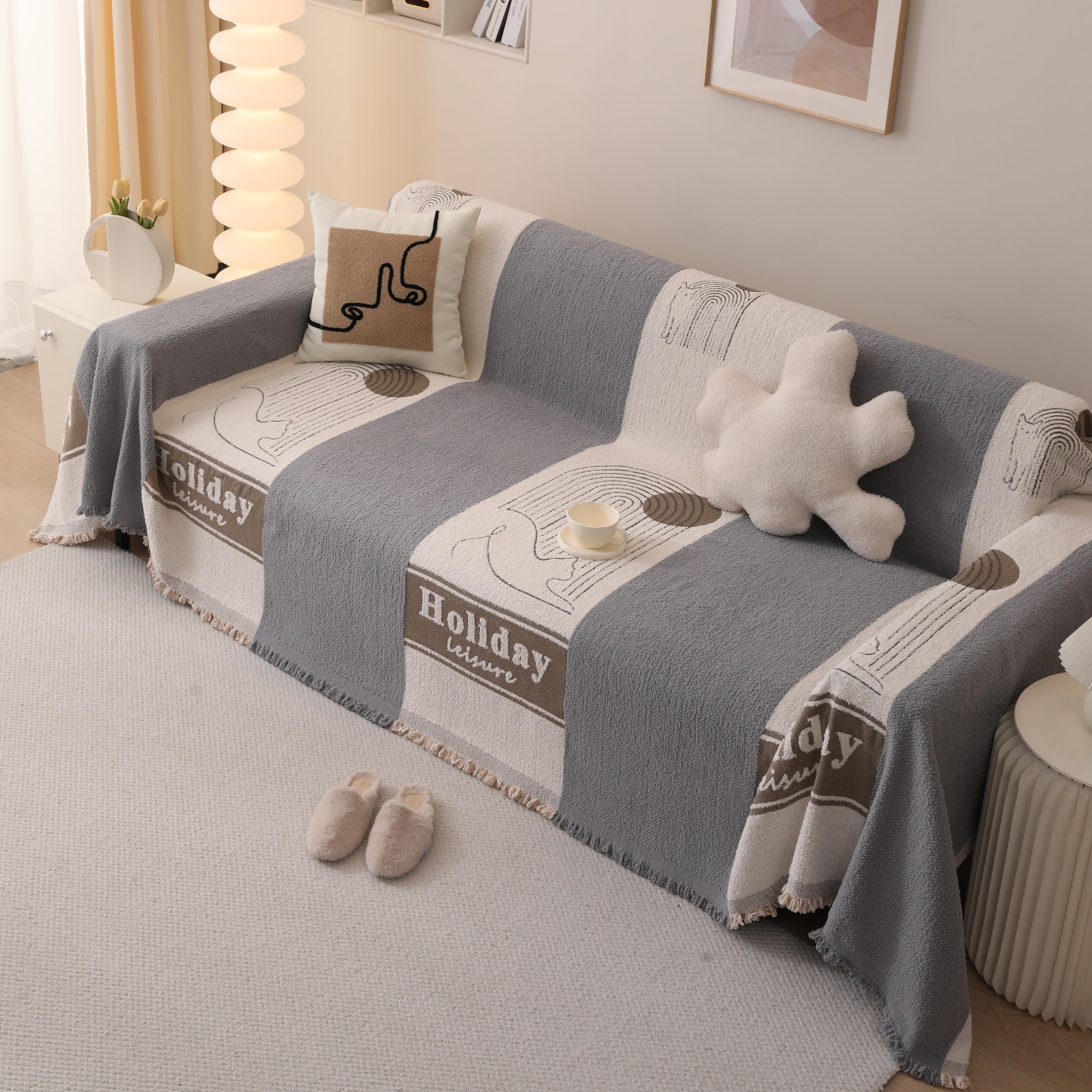 Luxury Cozy Cotton Sofa Blanket Cover Furniture Slipcovers for Most Shape Sofas