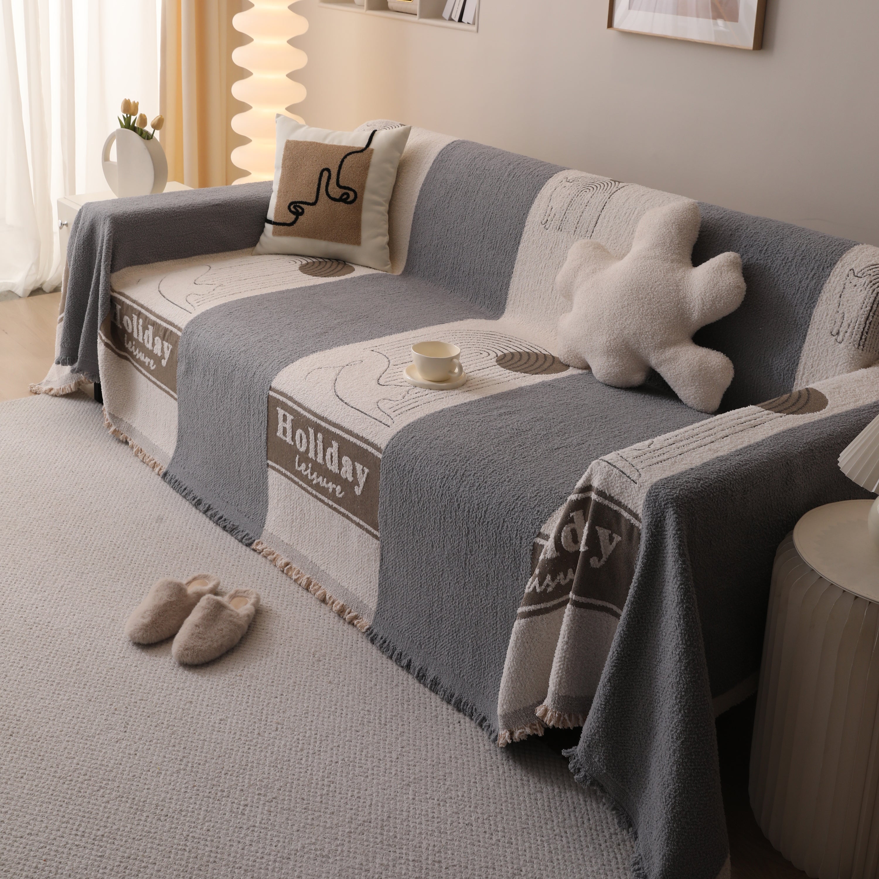 Luxury Cozy Cotton Sofa Blanket Cover Furniture Slipcovers for Most Shape Sofas