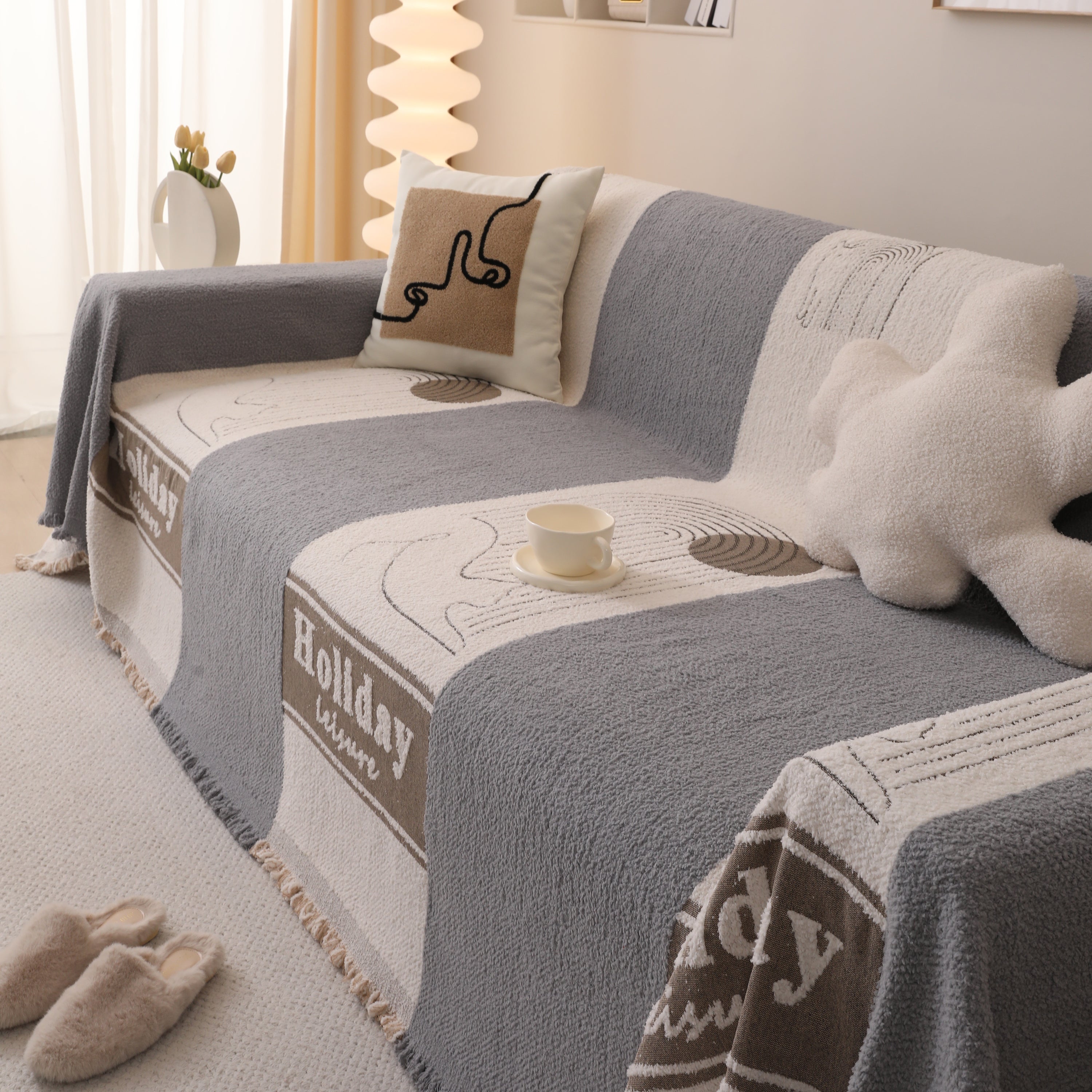 Luxury Cozy Cotton Sofa Blanket Cover Furniture Slipcovers for Most Shape Sofas