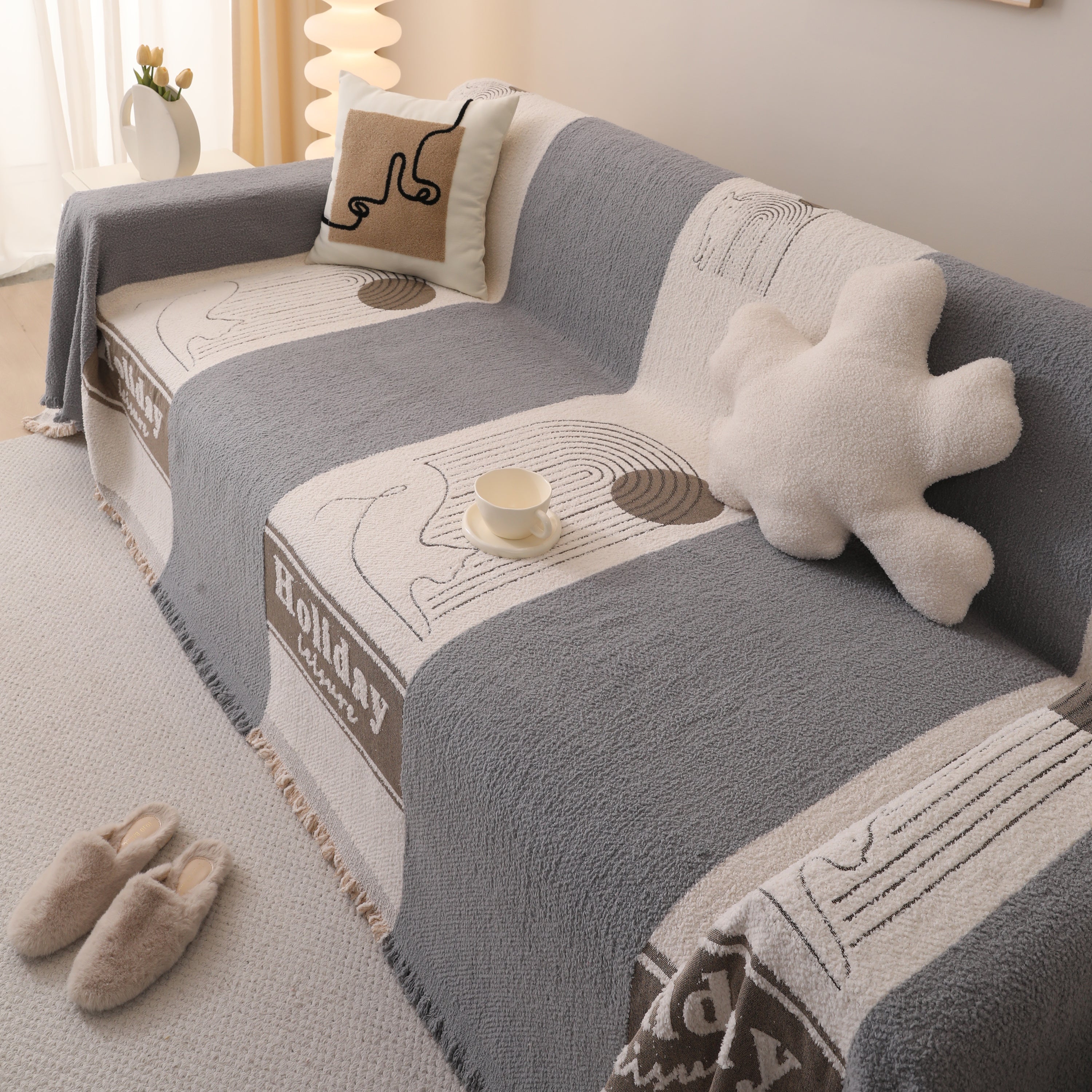 Luxury Cozy Cotton Sofa Blanket Cover Furniture Slipcovers for Most Shape Sofas