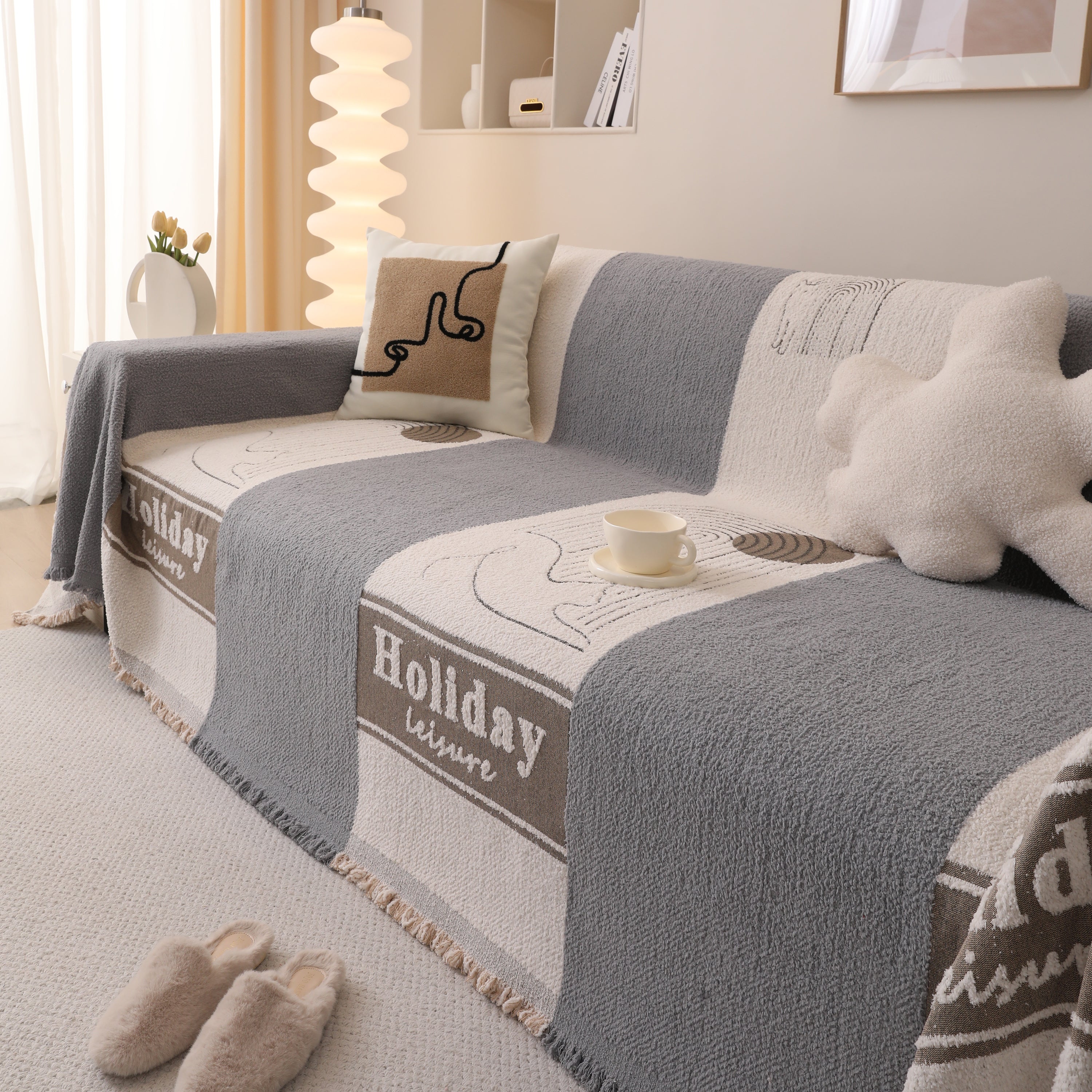 Luxury Cozy Cotton Sofa Blanket Cover Furniture Slipcovers for Most Shape Sofas