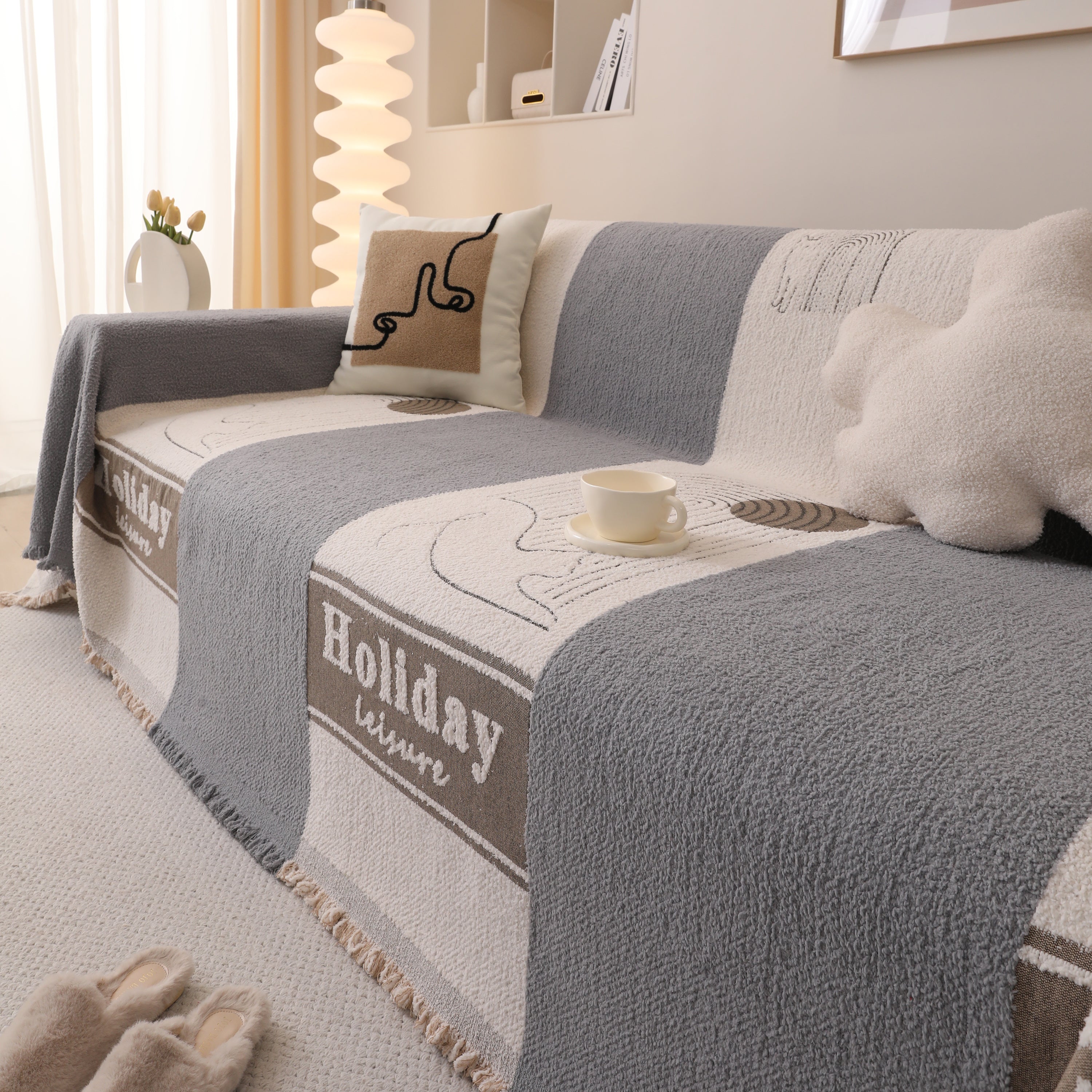 Luxury Cozy Cotton Sofa Blanket Cover Furniture Slipcovers for Most Shape Sofas
