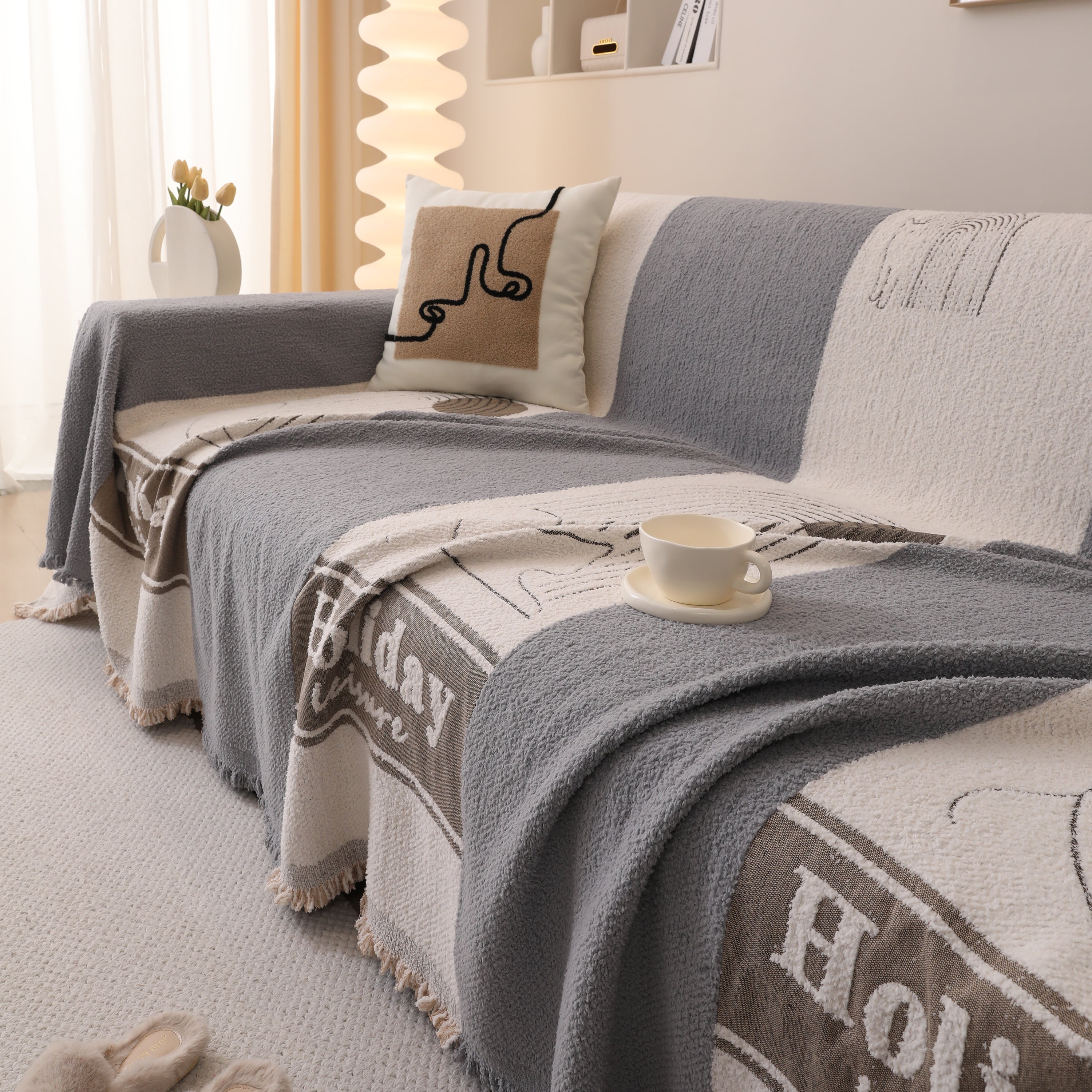 Luxury Cozy Cotton Sofa Blanket Cover Furniture Slipcovers for Most Shape Sofas
