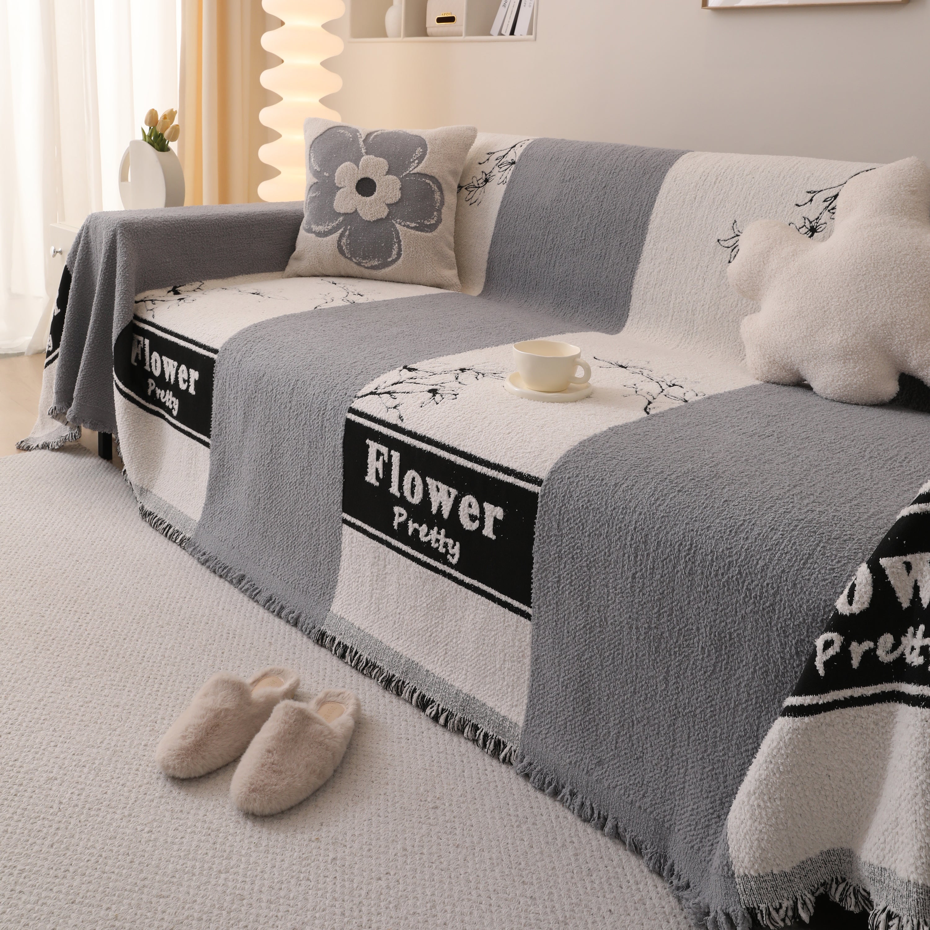 Luxury Cozy Cotton Sofa Blanket Cover Furniture Slipcovers for Most Shape Sofas