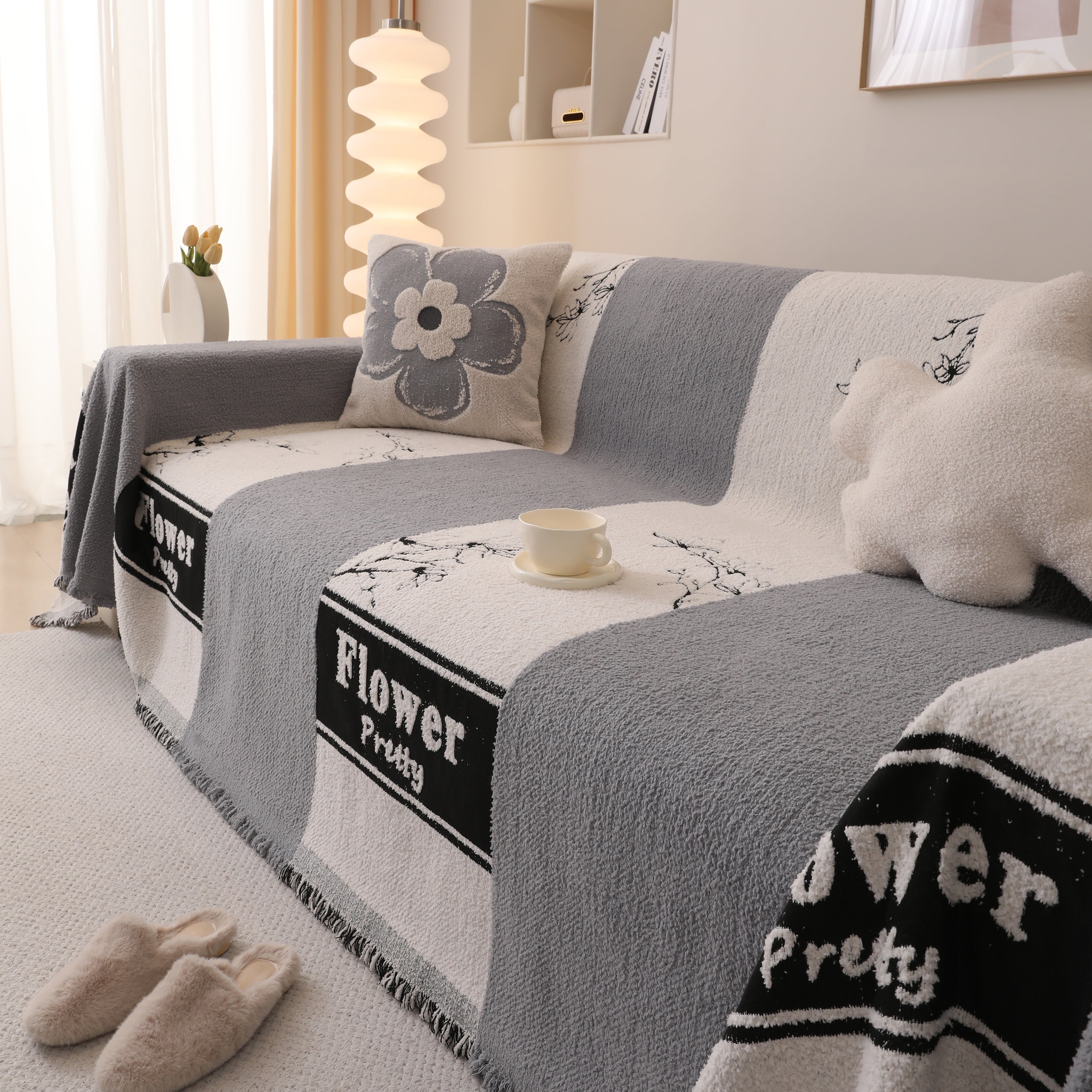 Luxury Cozy Cotton Sofa Blanket Cover Furniture Slipcovers for Most Shape Sofas