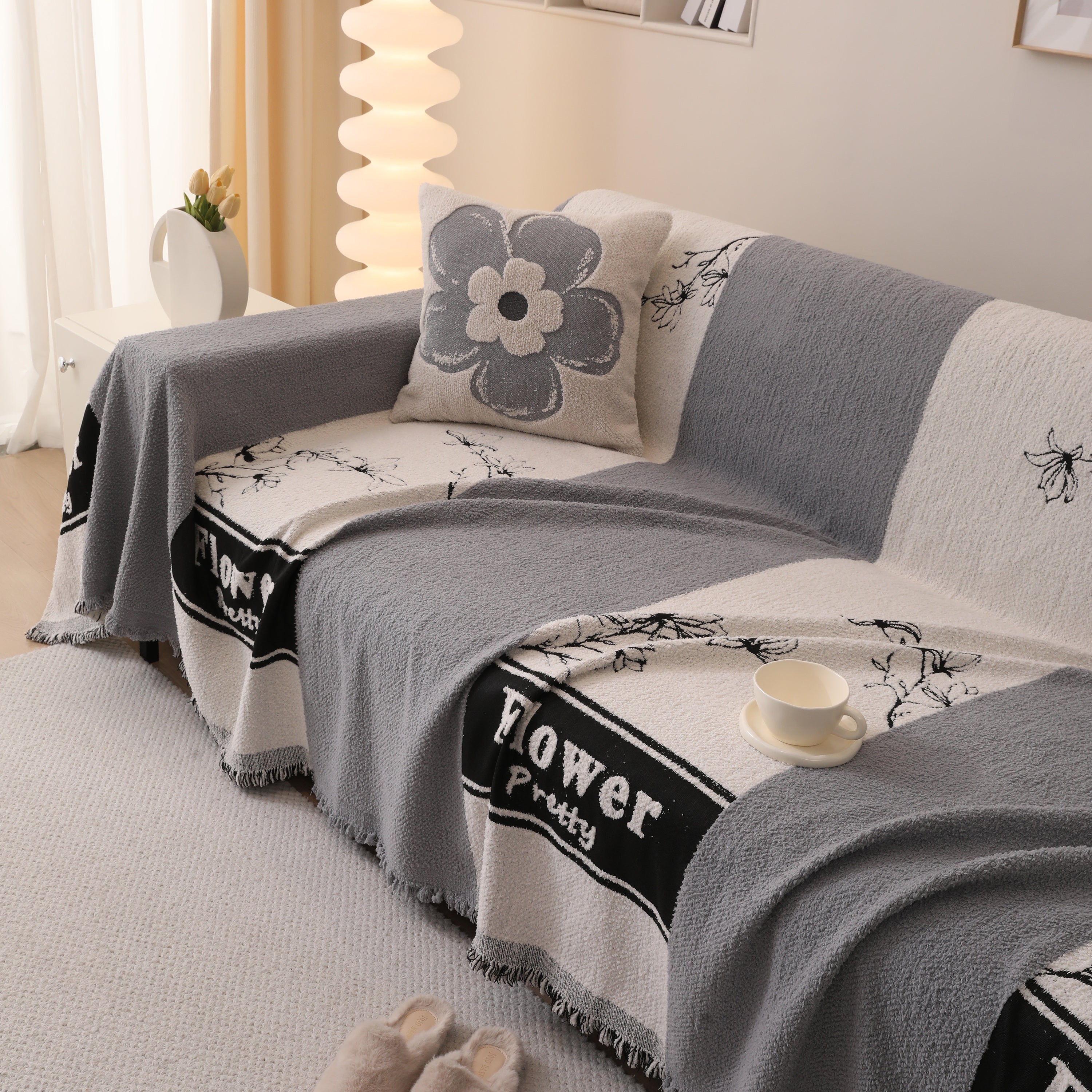 Luxury Cozy Cotton Sofa Blanket Cover Furniture Slipcovers for Most Shape Sofas