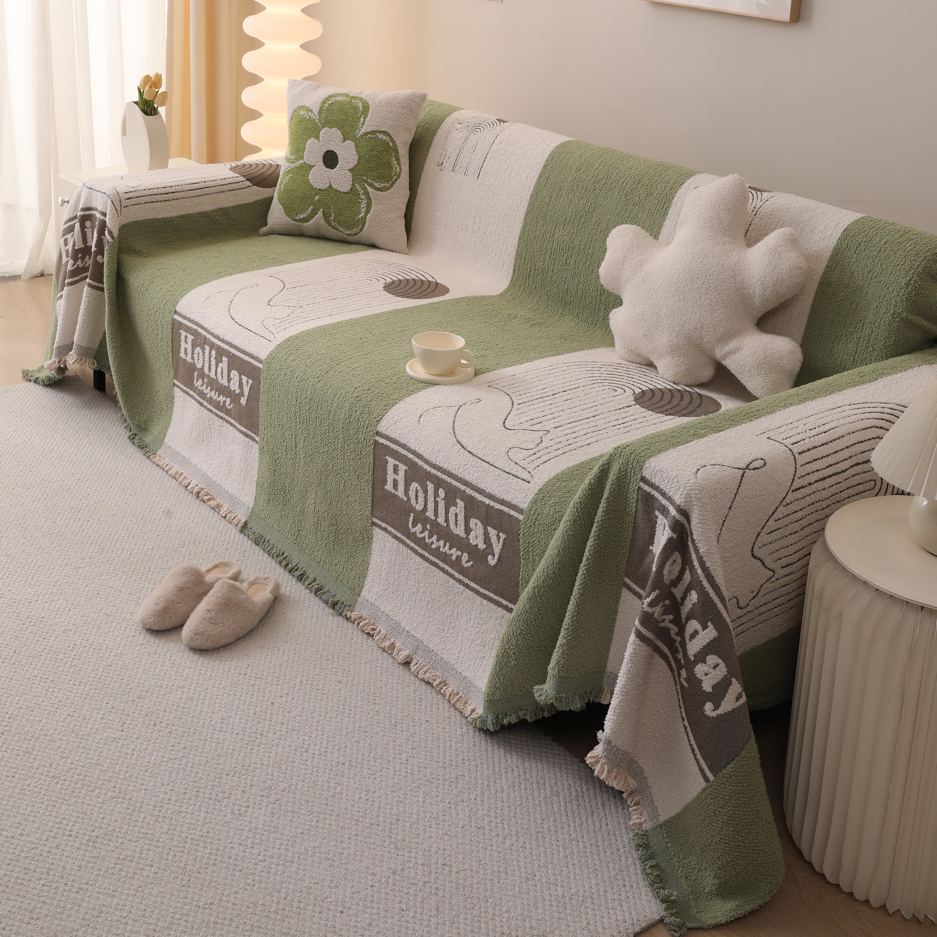 Luxury Cozy Cotton Sofa Blanket Cover Furniture Slipcovers for Most Shape Sofas