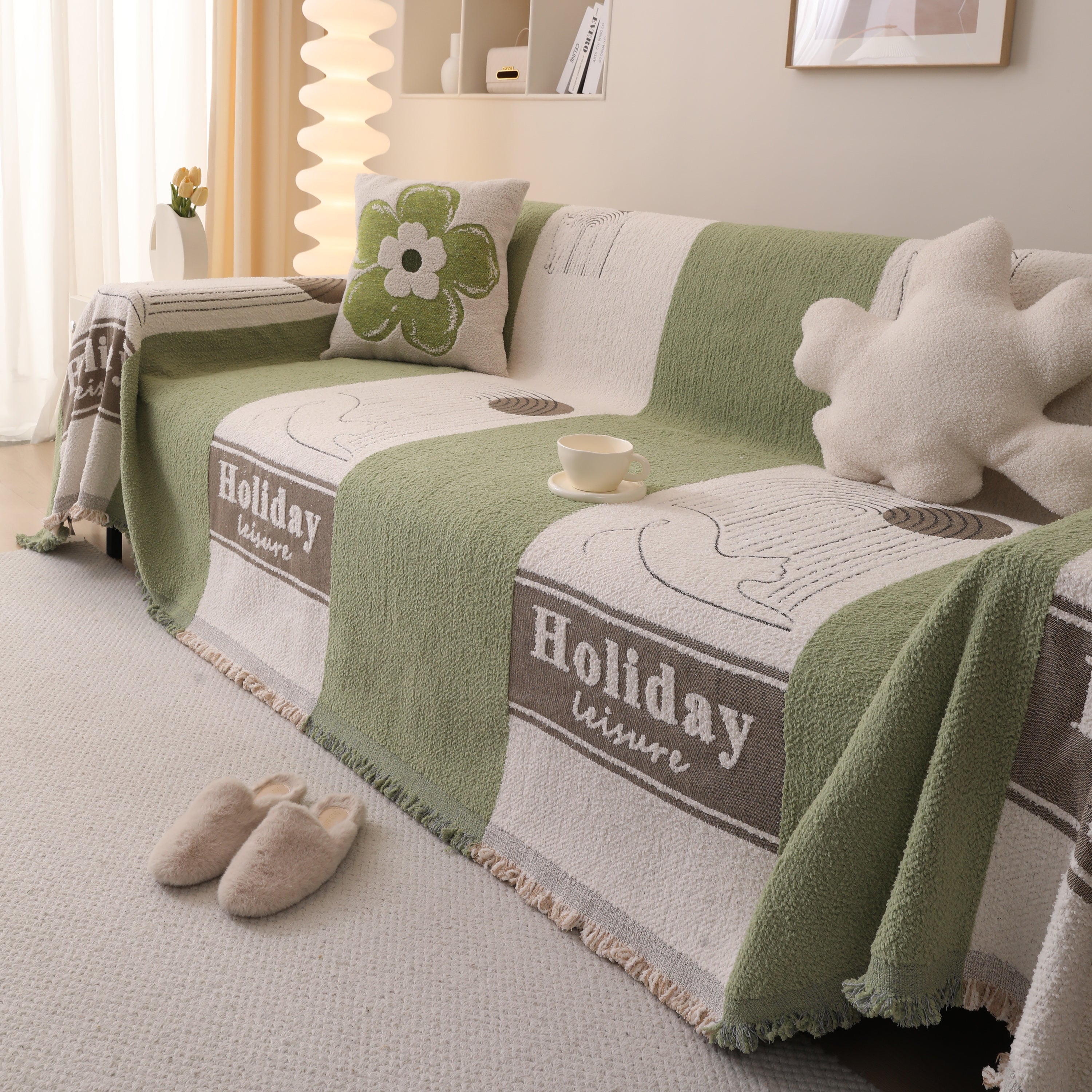 Luxury Cozy Cotton Sofa Blanket Cover Furniture Slipcovers for Most Shape Sofas
