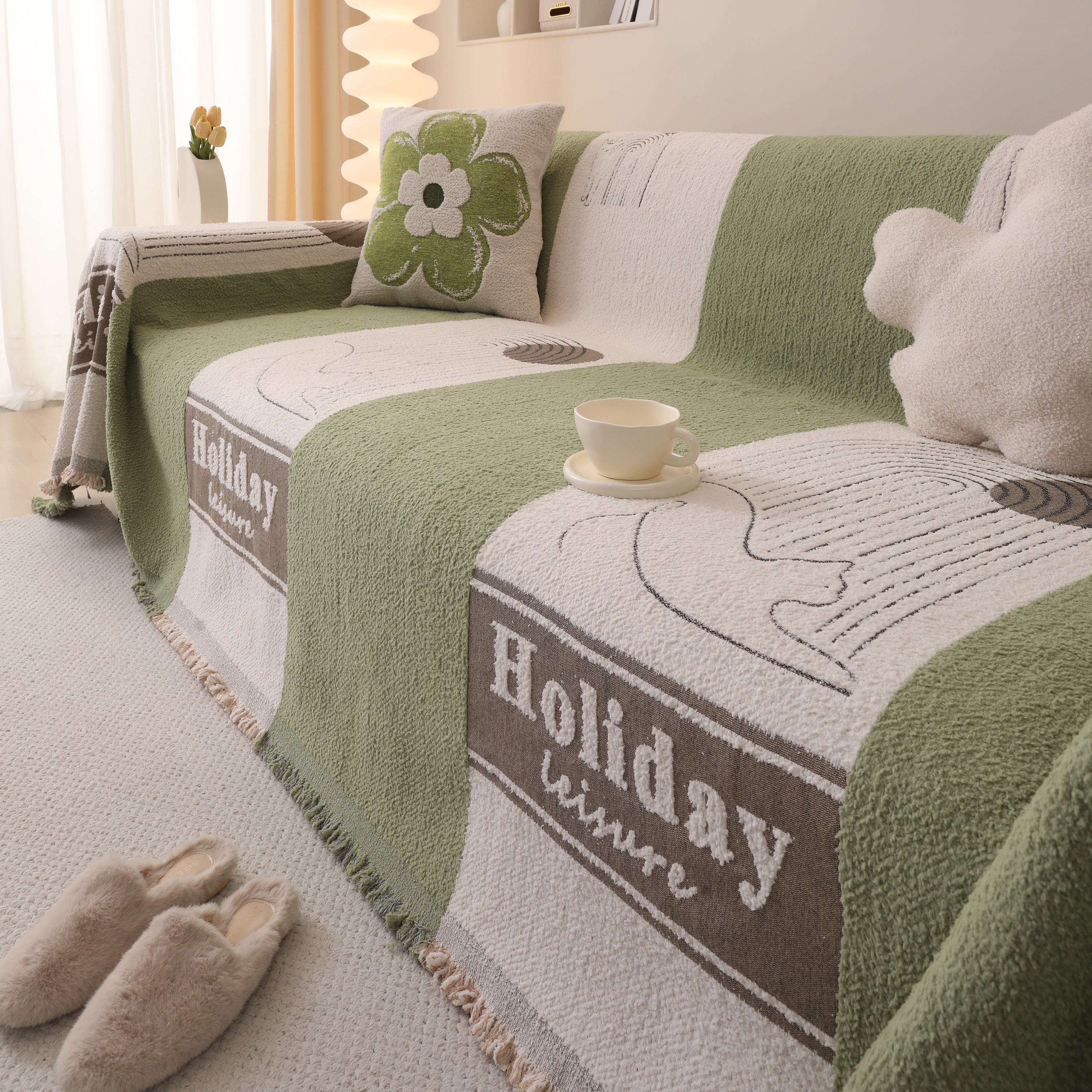 Luxury Cozy Cotton Sofa Blanket Cover Furniture Slipcovers for Most Shape Sofas