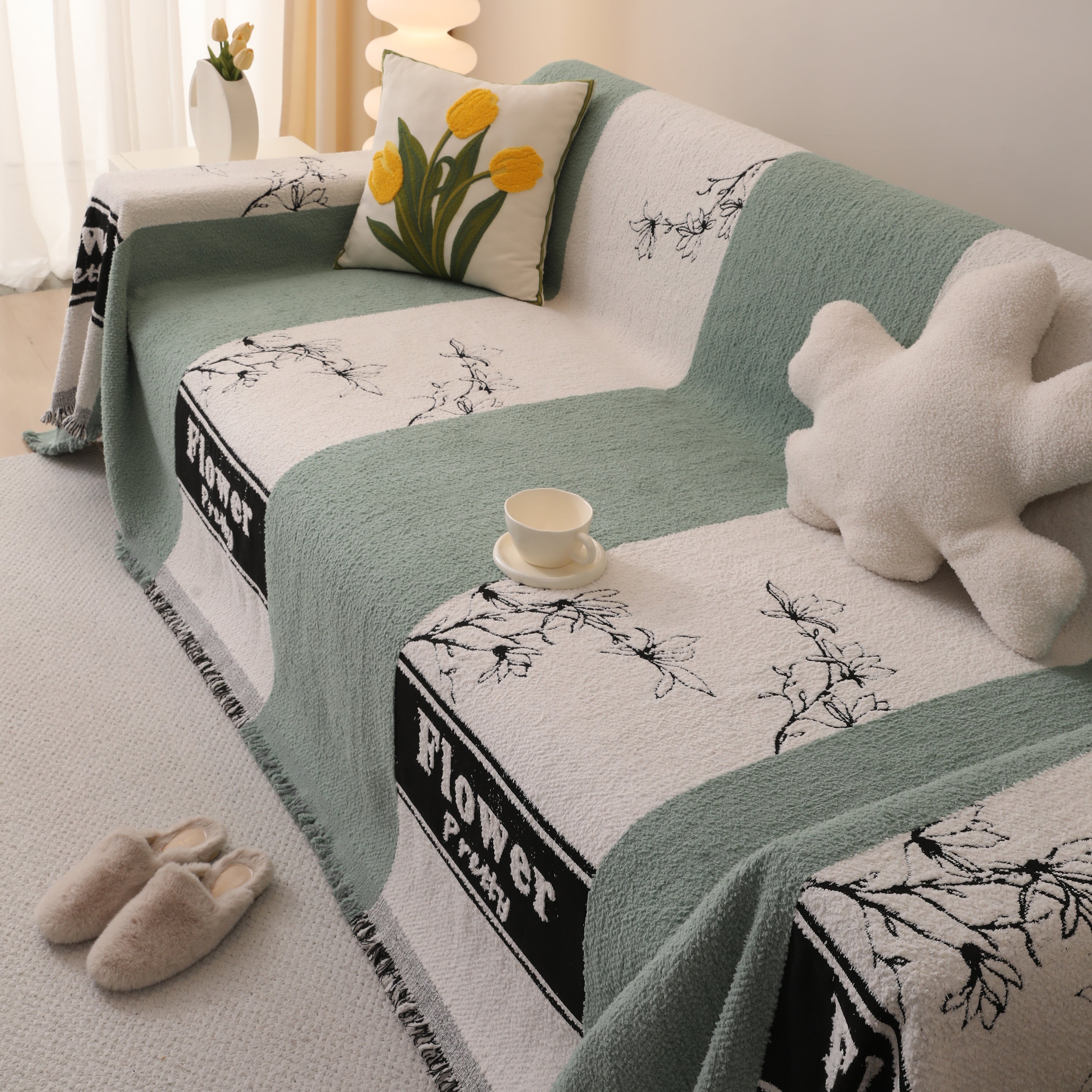 Luxury Cozy Cotton Sofa Blanket Cover Furniture Slipcovers for Most Shape Sofas