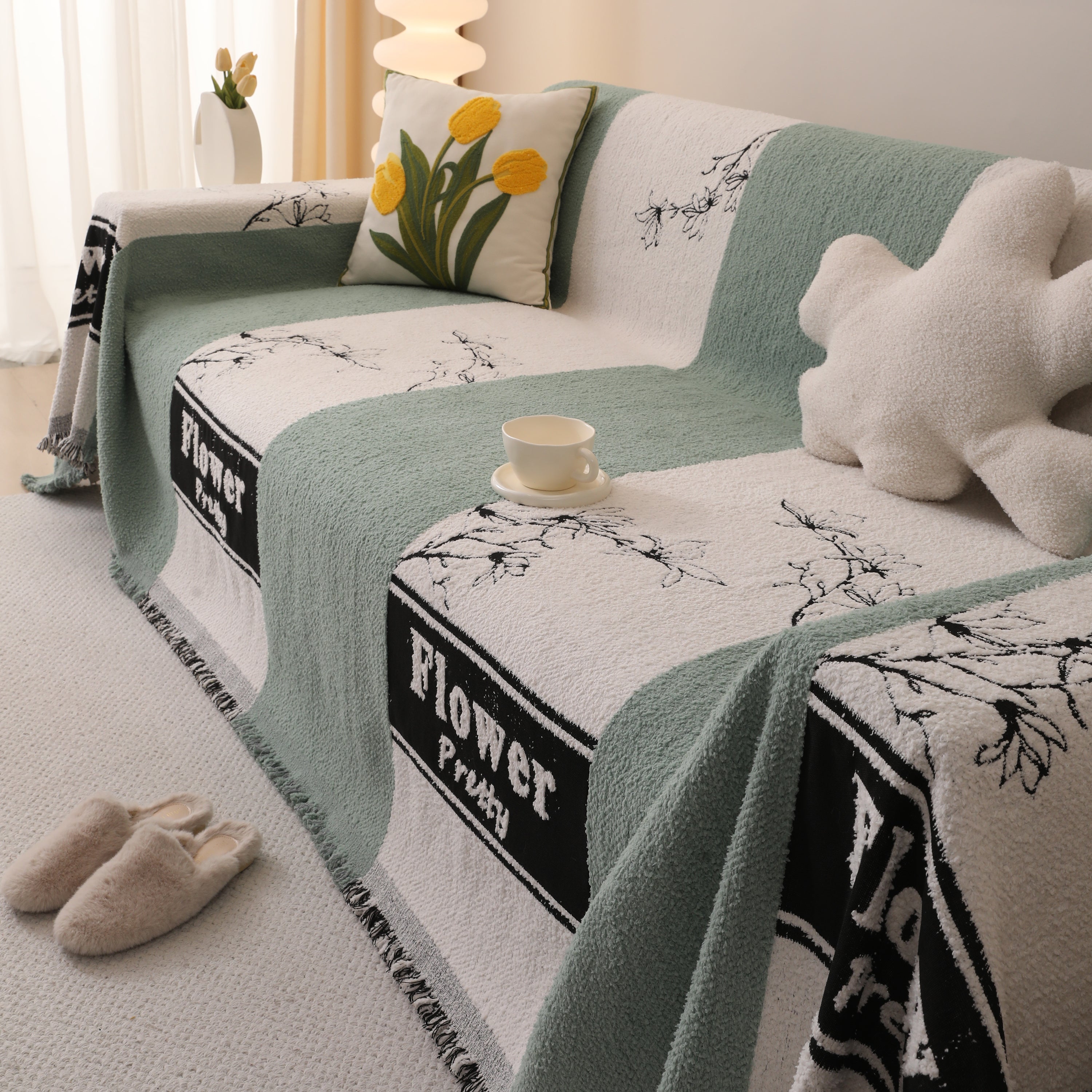Luxury Cozy Cotton Sofa Blanket Cover Furniture Slipcovers for Most Shape Sofas