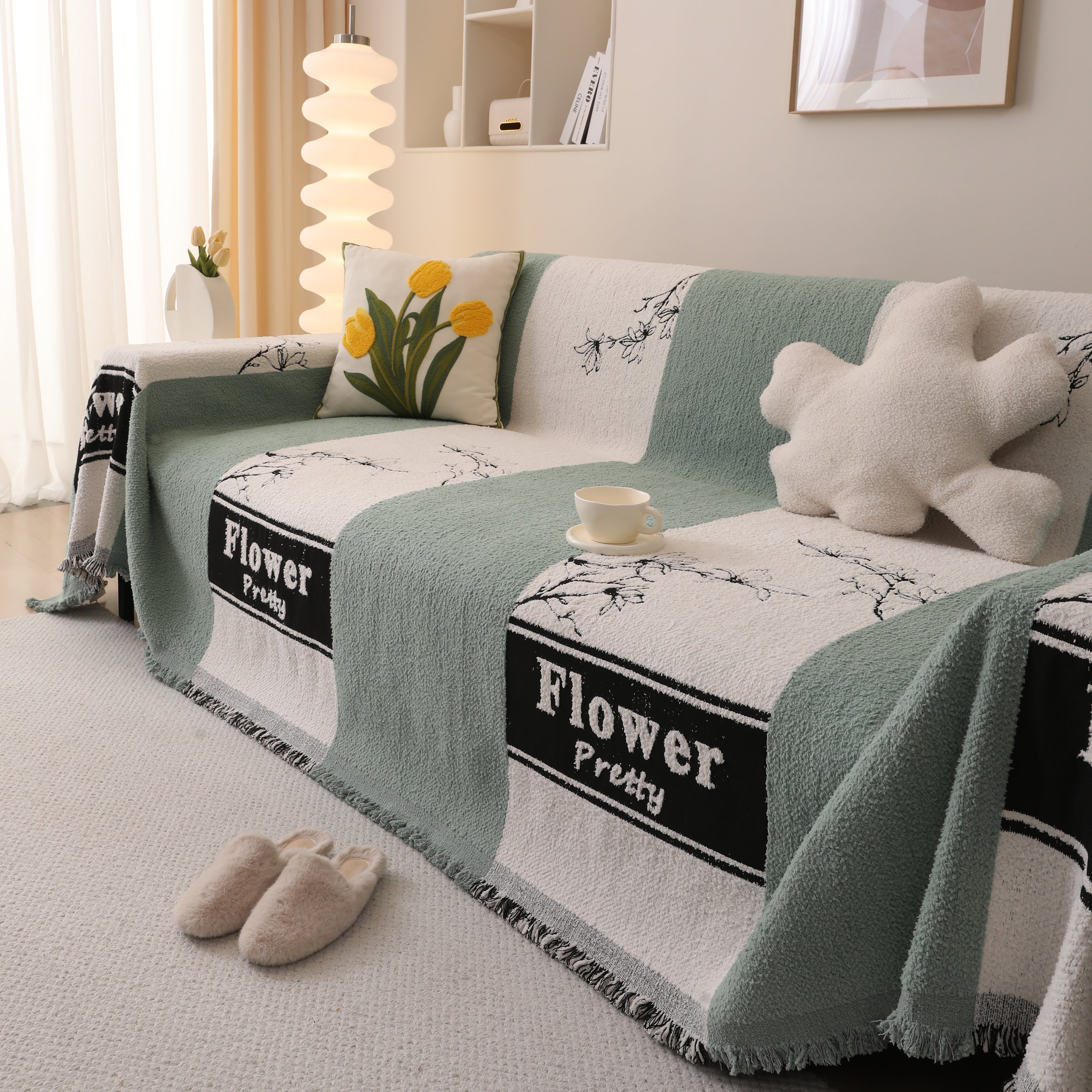 Luxury Cozy Cotton Sofa Blanket Cover Furniture Slipcovers for Most Shape Sofas