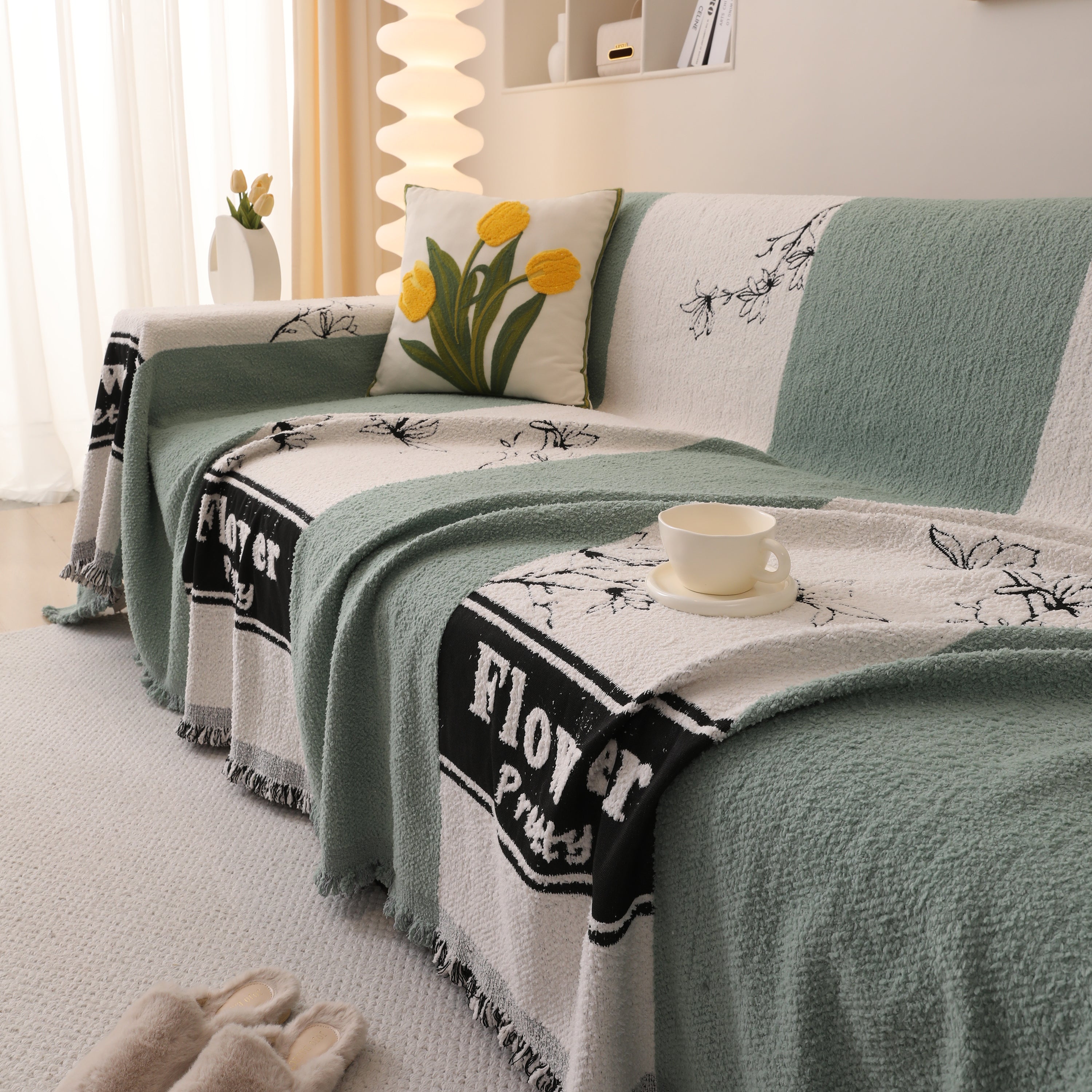 Luxury Cozy Cotton Sofa Blanket Cover Furniture Slipcovers for Most Shape Sofas