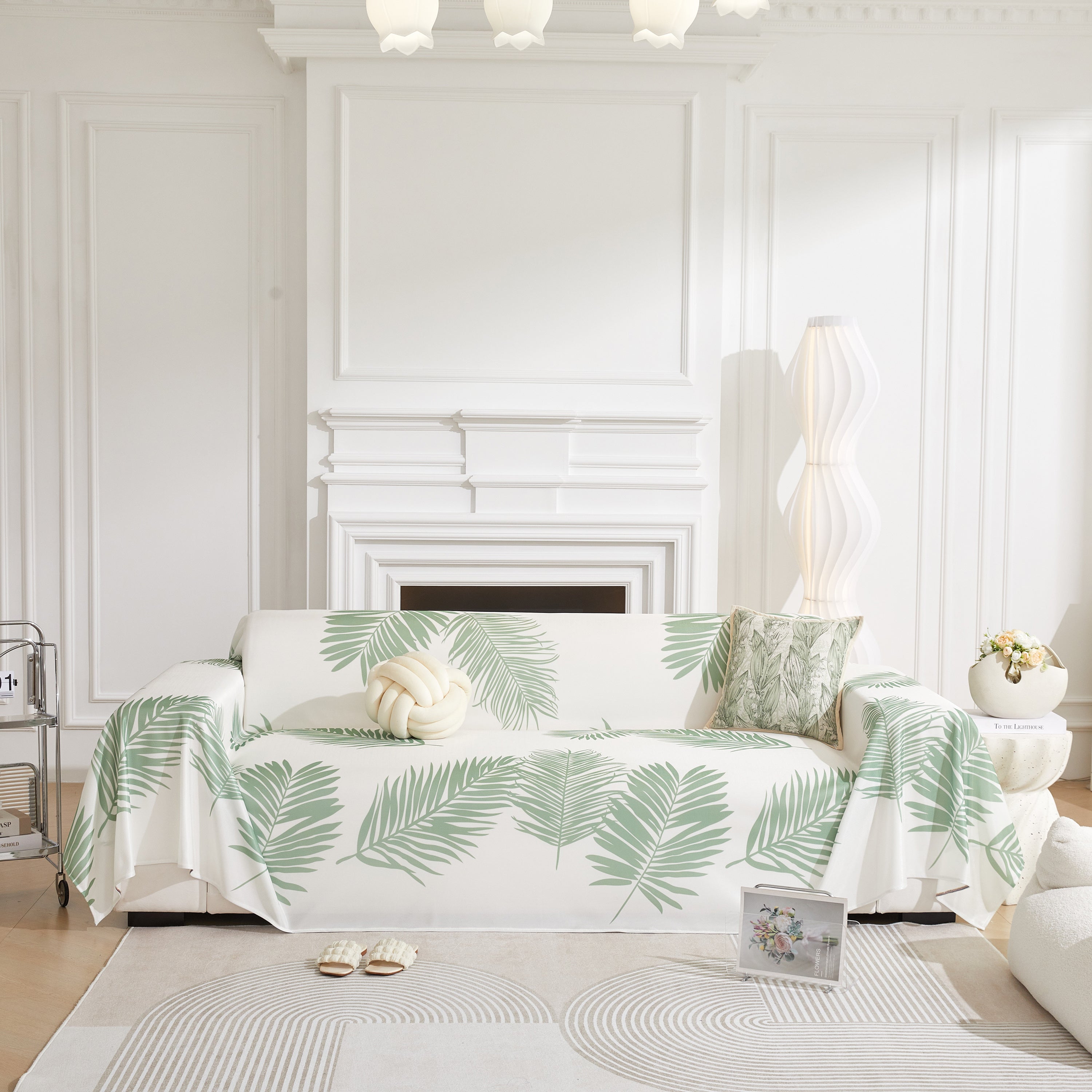Leaf Printed Slipcover Sofa Covers, Universal Couch Throw Cover, Pets Furniture Protector for Home Decor