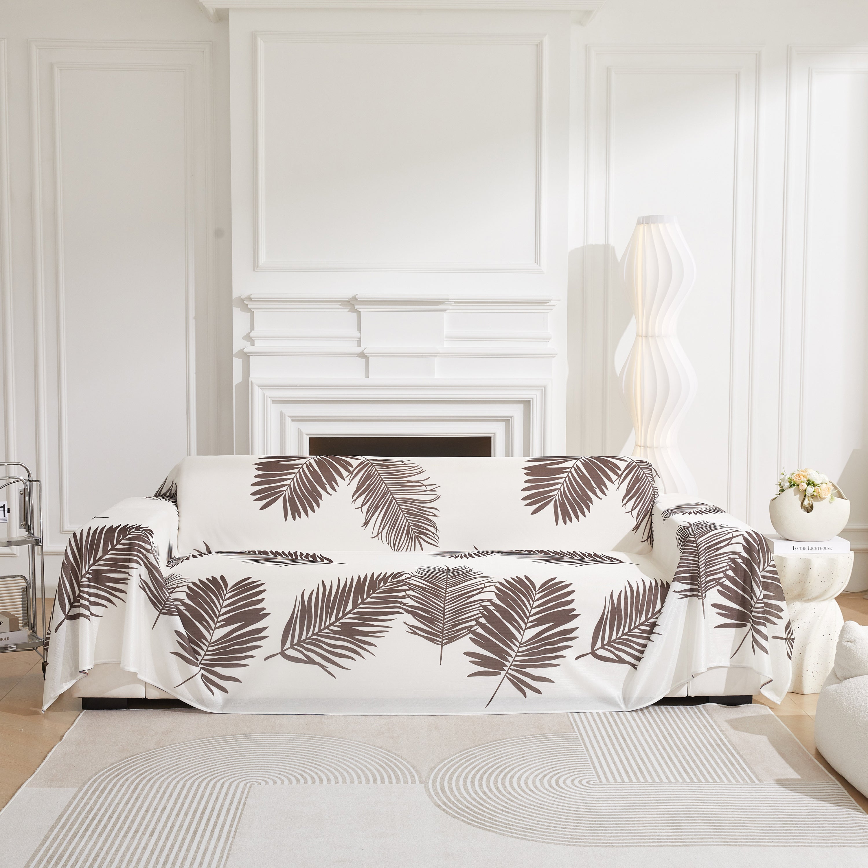 Leaf Printed Slipcover Sofa Covers, Universal Couch Throw Cover, Pets Furniture Protector for Home Decor