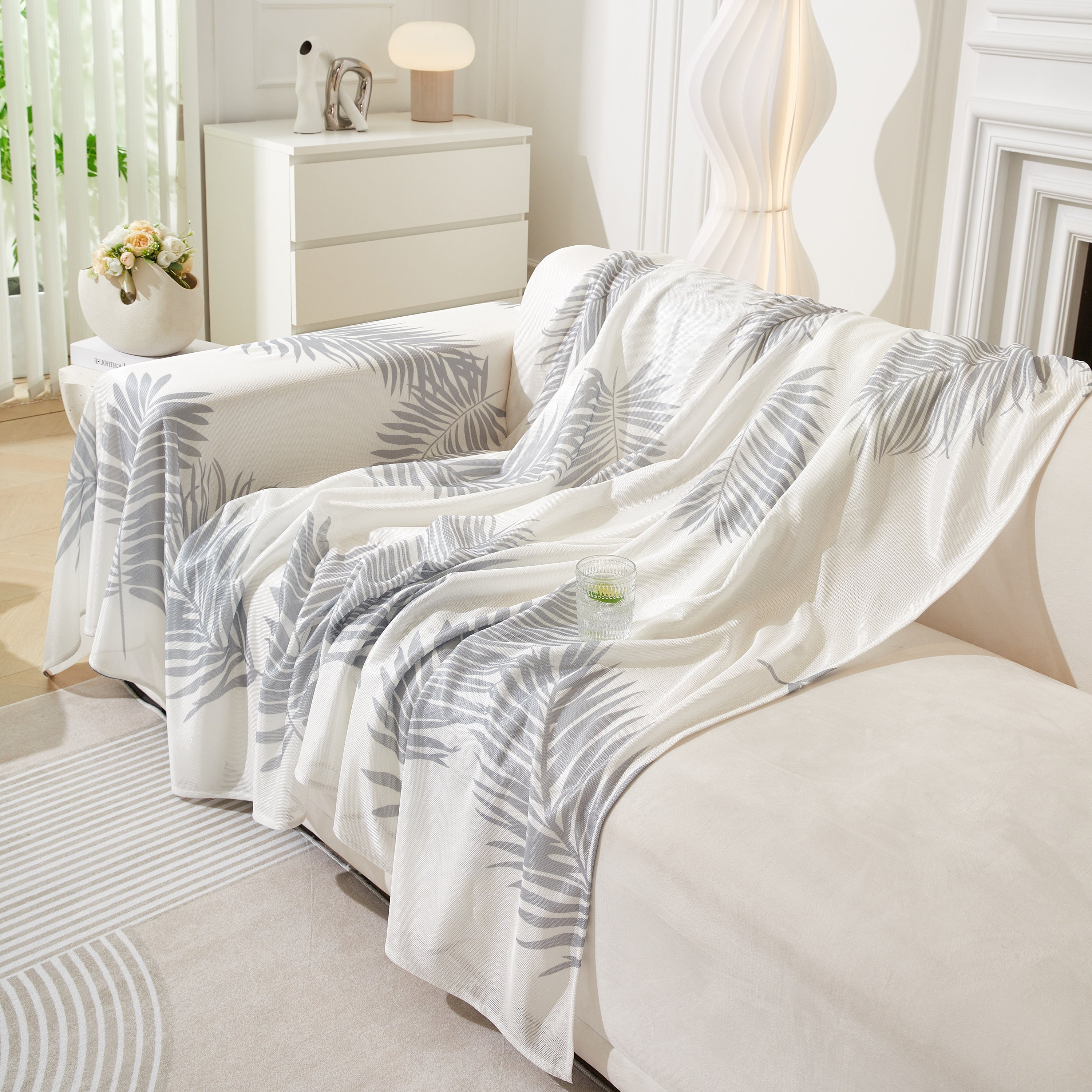 Leaf Printed Slipcover Sofa Covers, Universal Couch Throw Cover, Pets Furniture Protector for Home Decor