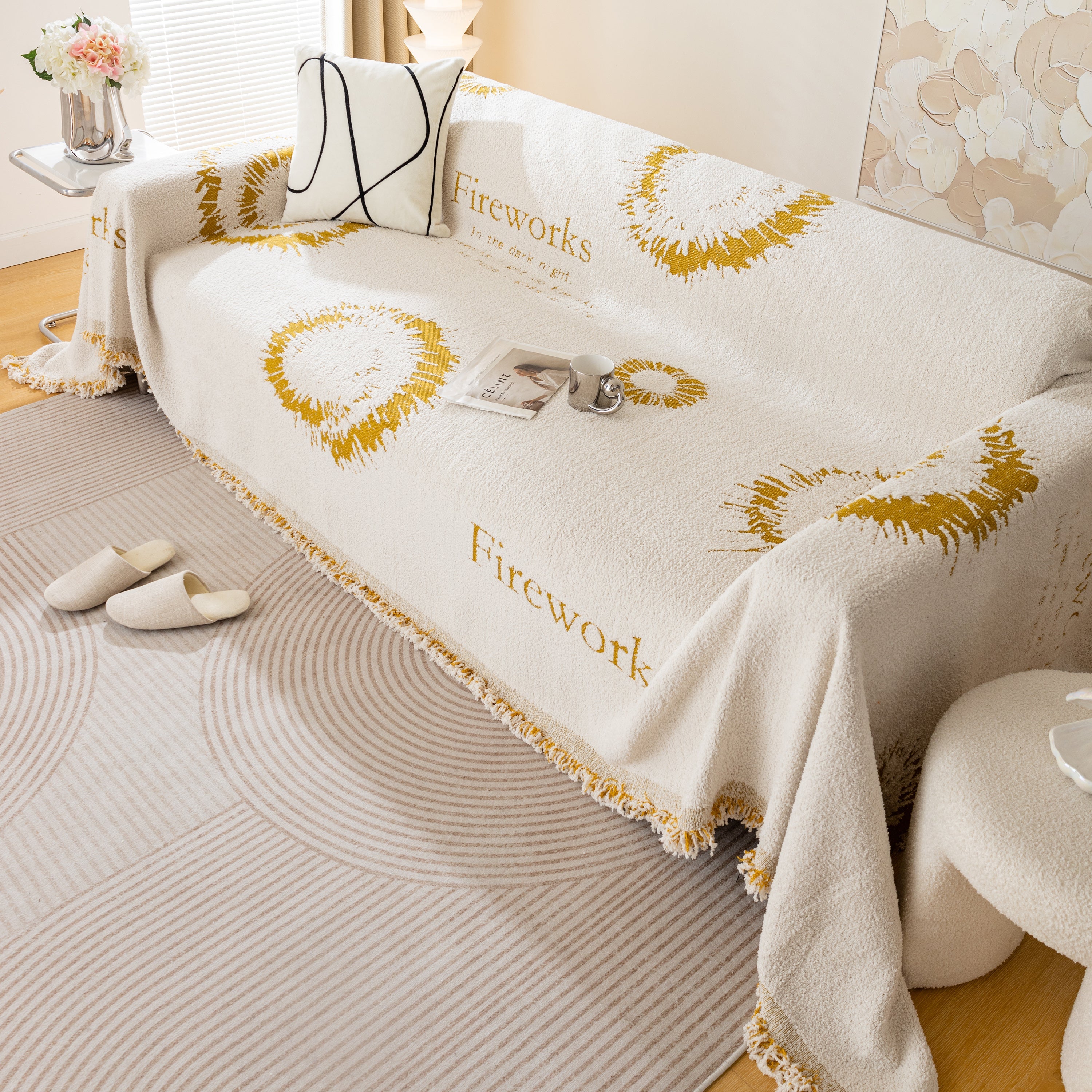 Fireworks Reversible Couch Cover Blankets Furniture Covers Washable Sectional Couch Covers