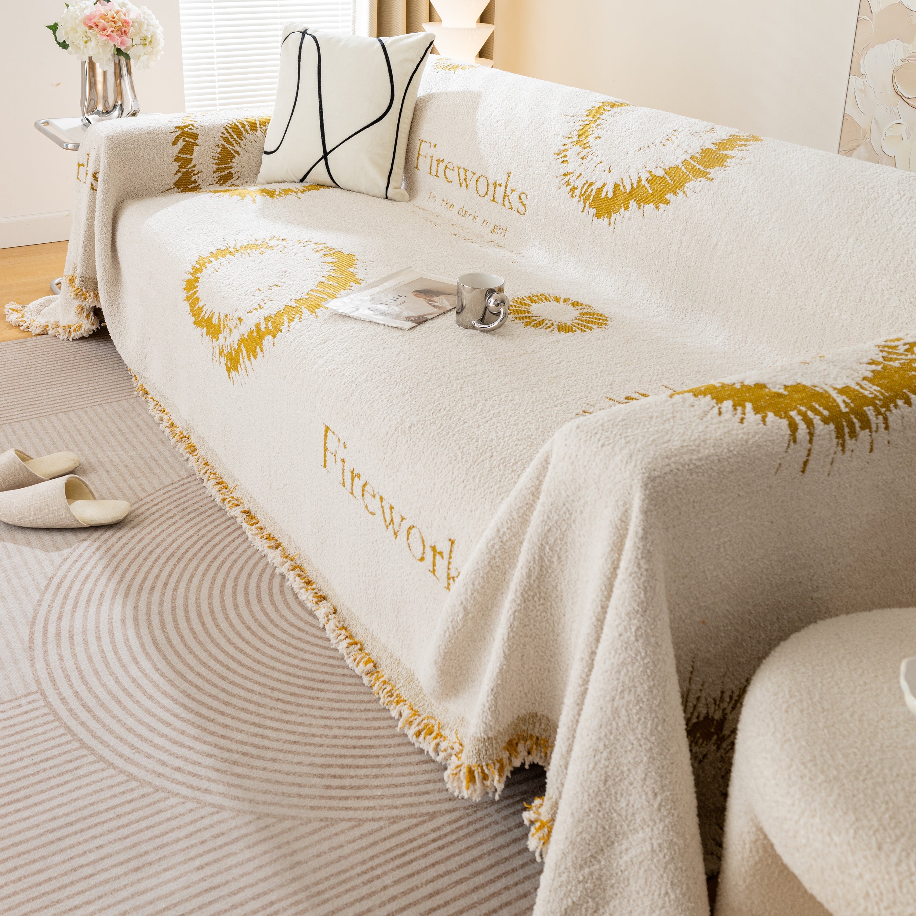 Fireworks Reversible Couch Cover Blankets Furniture Covers Washable Sectional Couch Covers