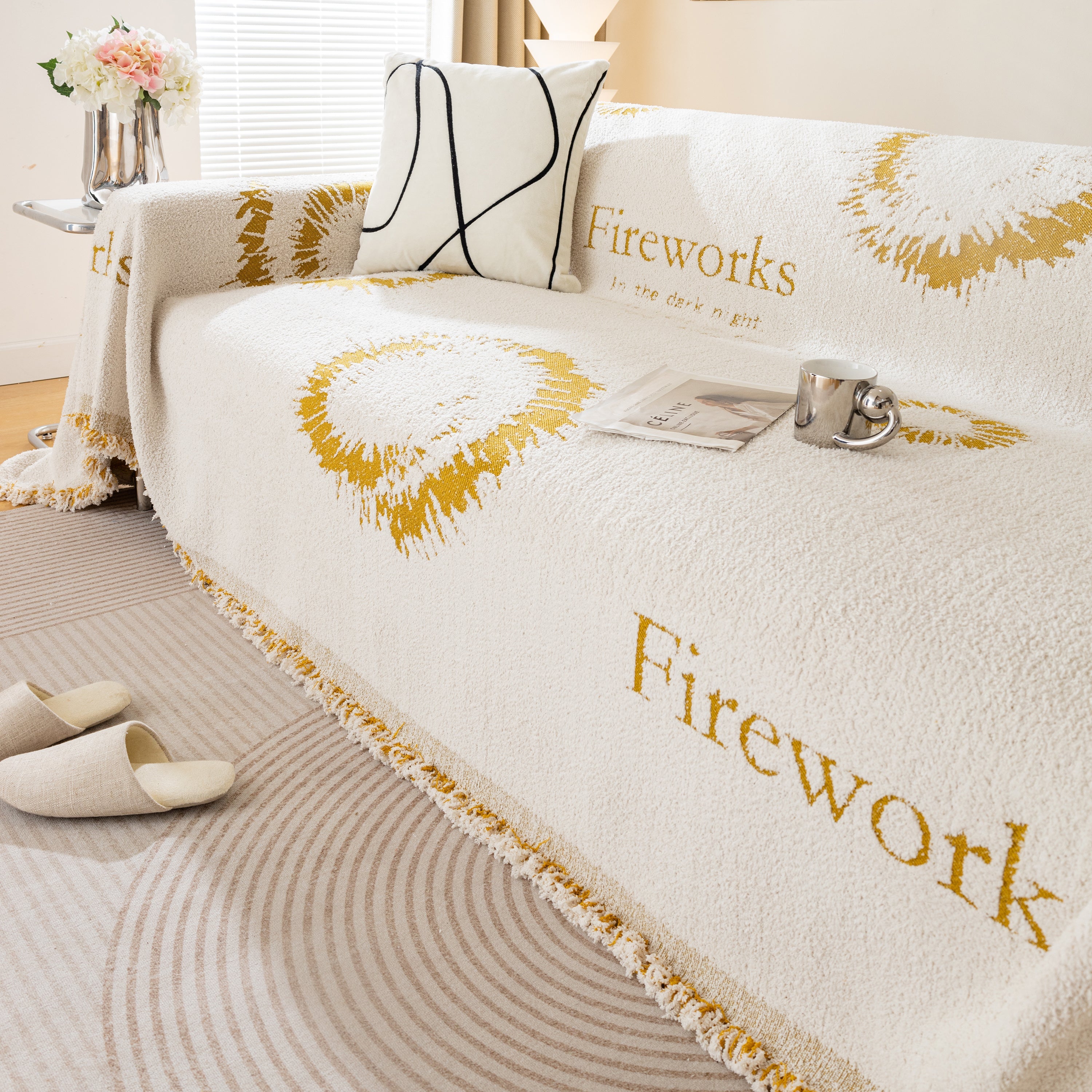 Fireworks Reversible Couch Cover Blankets Furniture Covers Washable Sectional Couch Covers