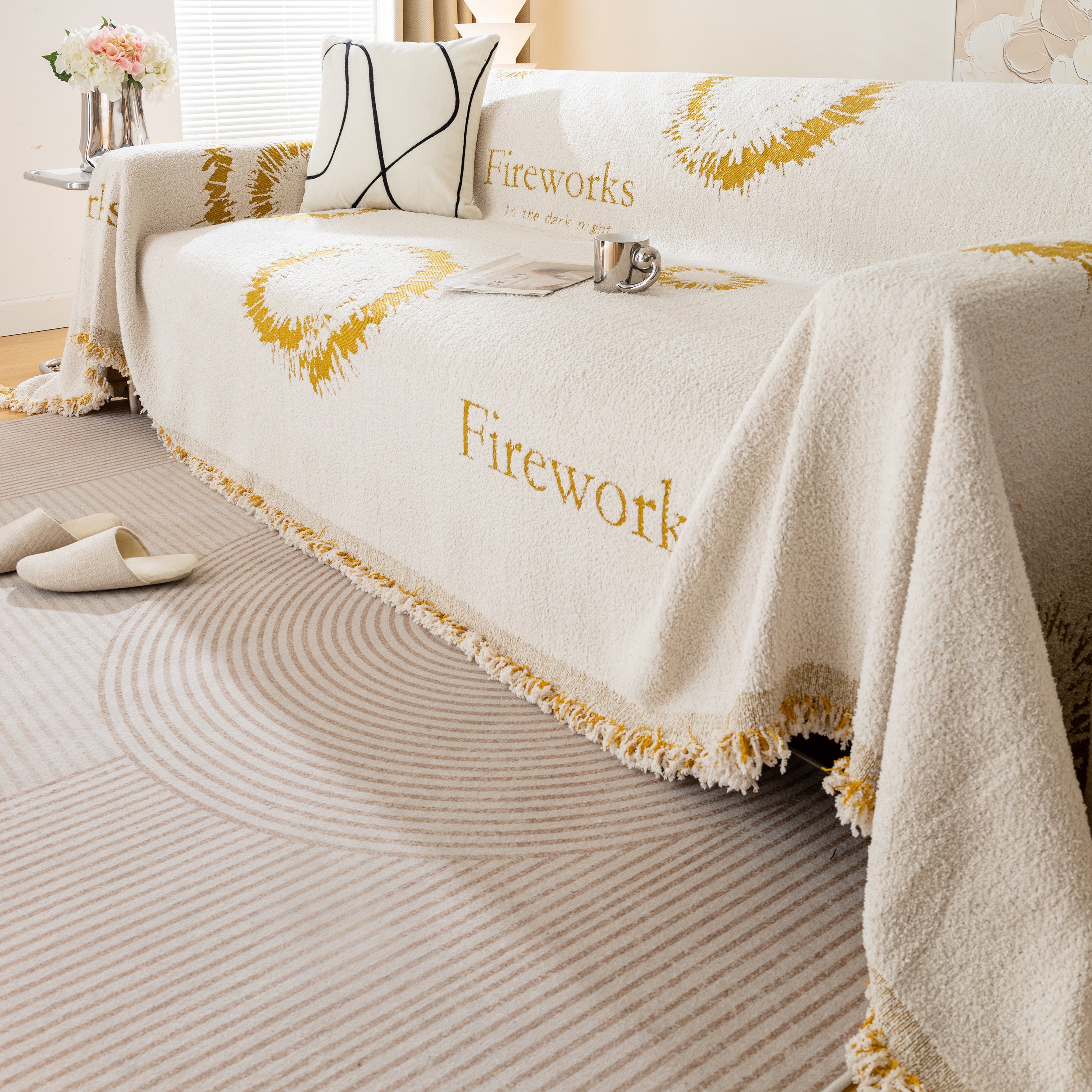 Fireworks Reversible Couch Cover Blankets Furniture Covers Washable Sectional Couch Covers