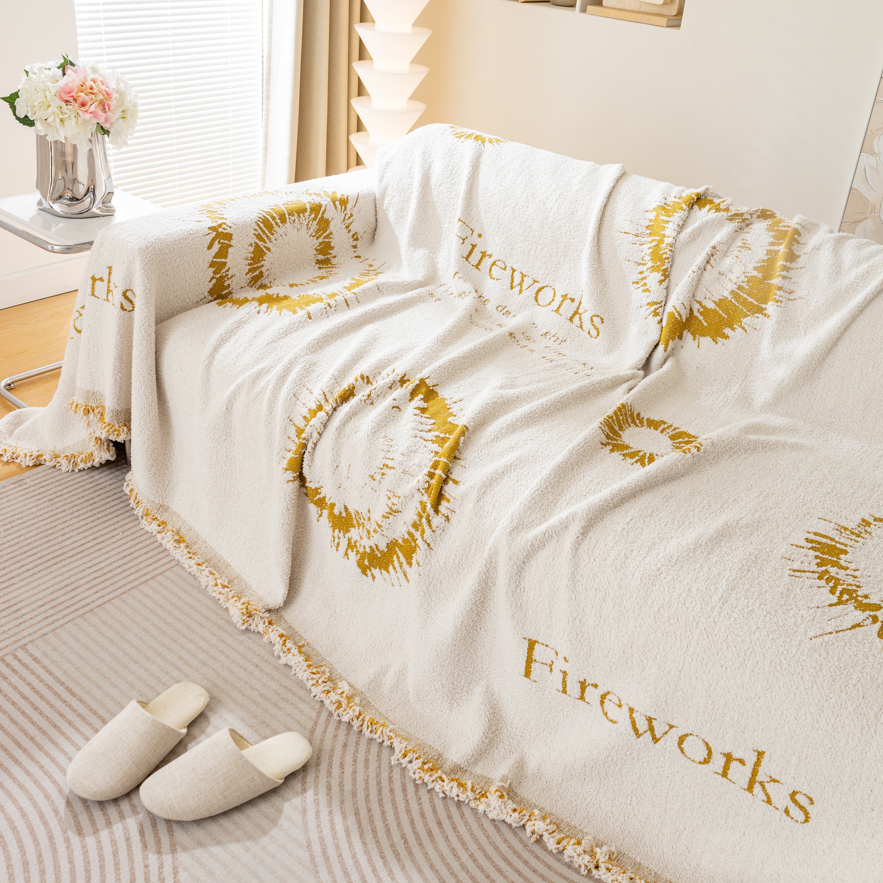 Fireworks Reversible Couch Cover Blankets Furniture Covers Washable Sectional Couch Covers