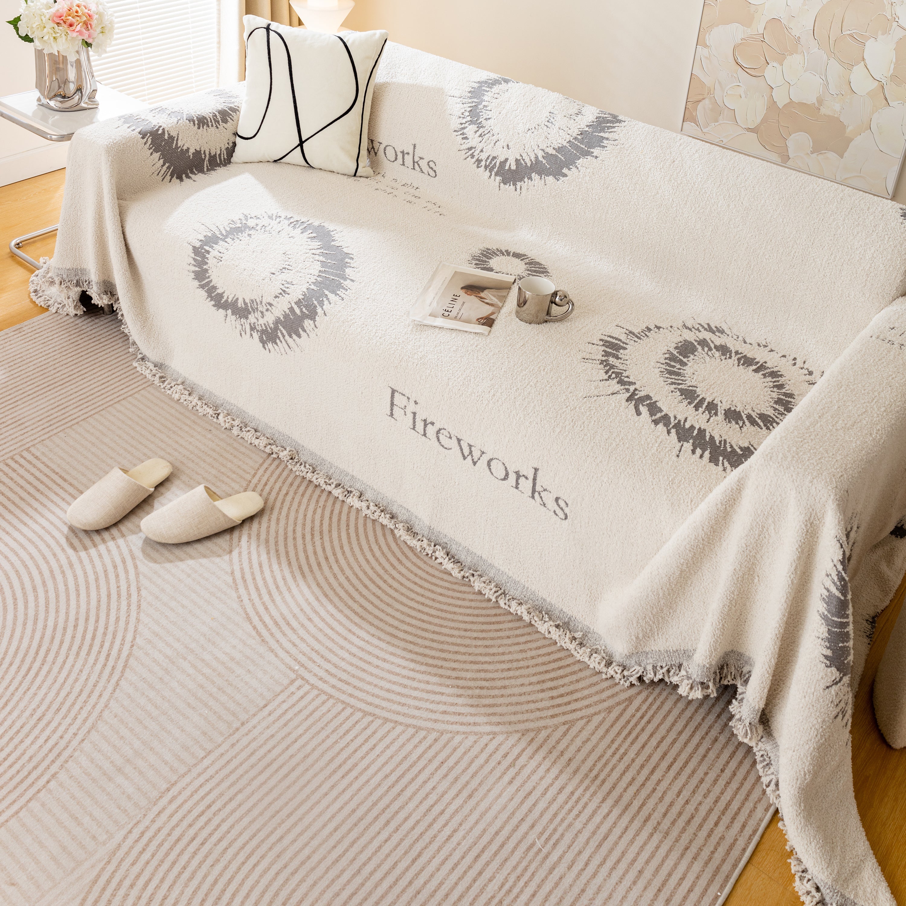 Fireworks Reversible Couch Cover Blankets Furniture Covers Washable Sectional Couch Covers
