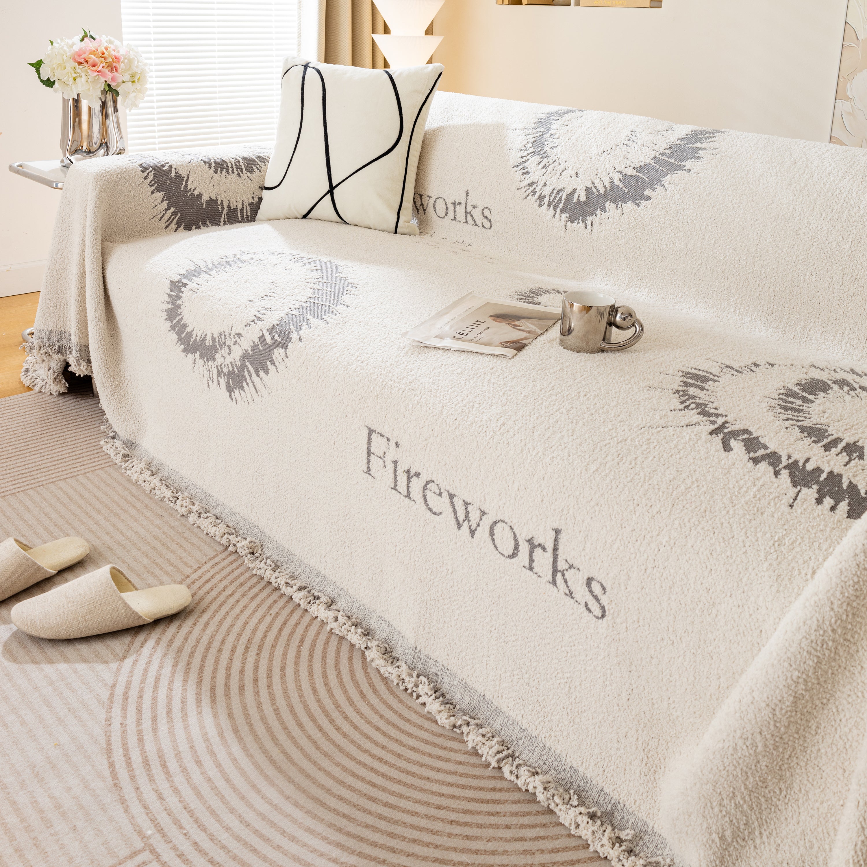 Fireworks Reversible Couch Cover Blankets Furniture Covers Washable Sectional Couch Covers