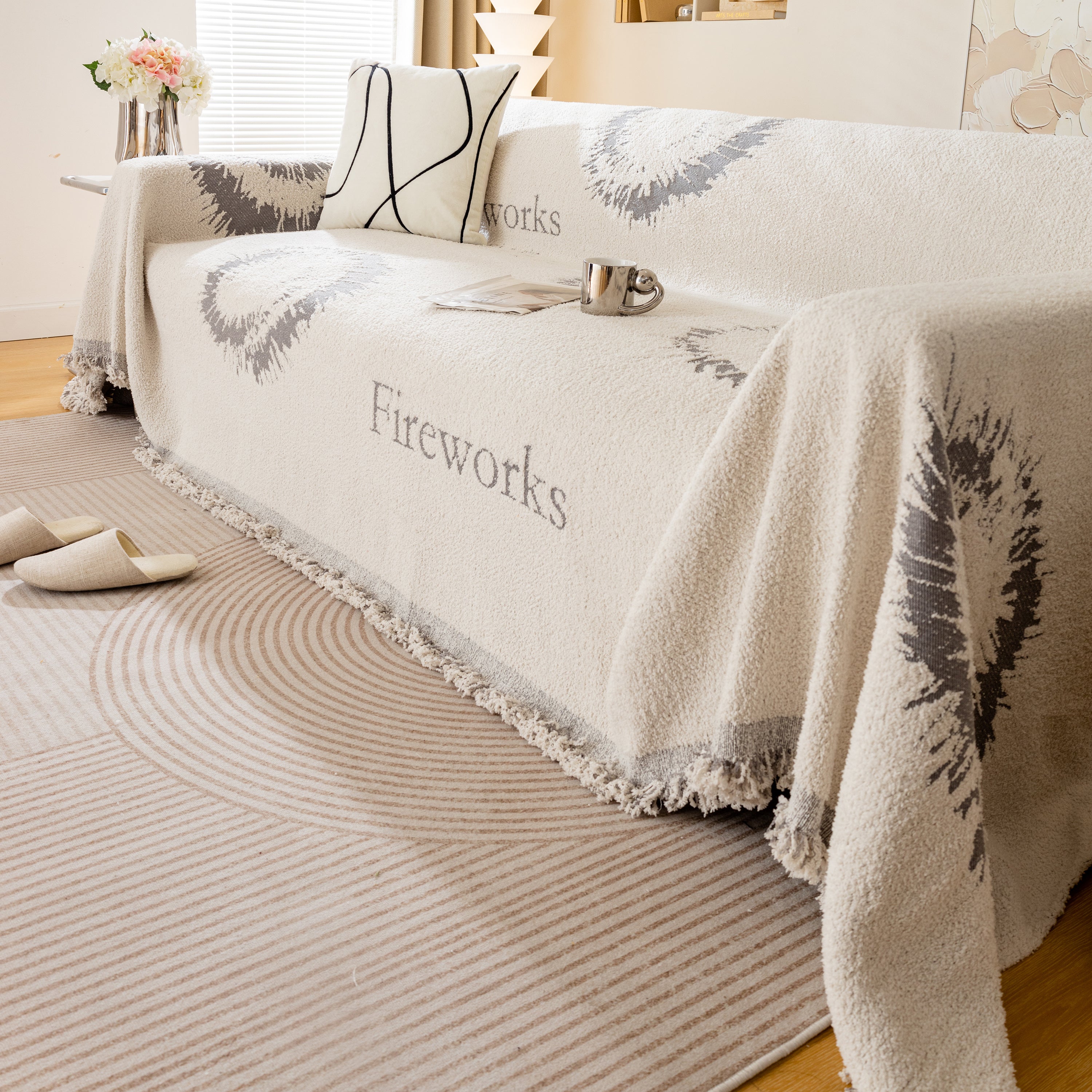 Fireworks Reversible Couch Cover Blankets Furniture Covers Washable Sectional Couch Covers