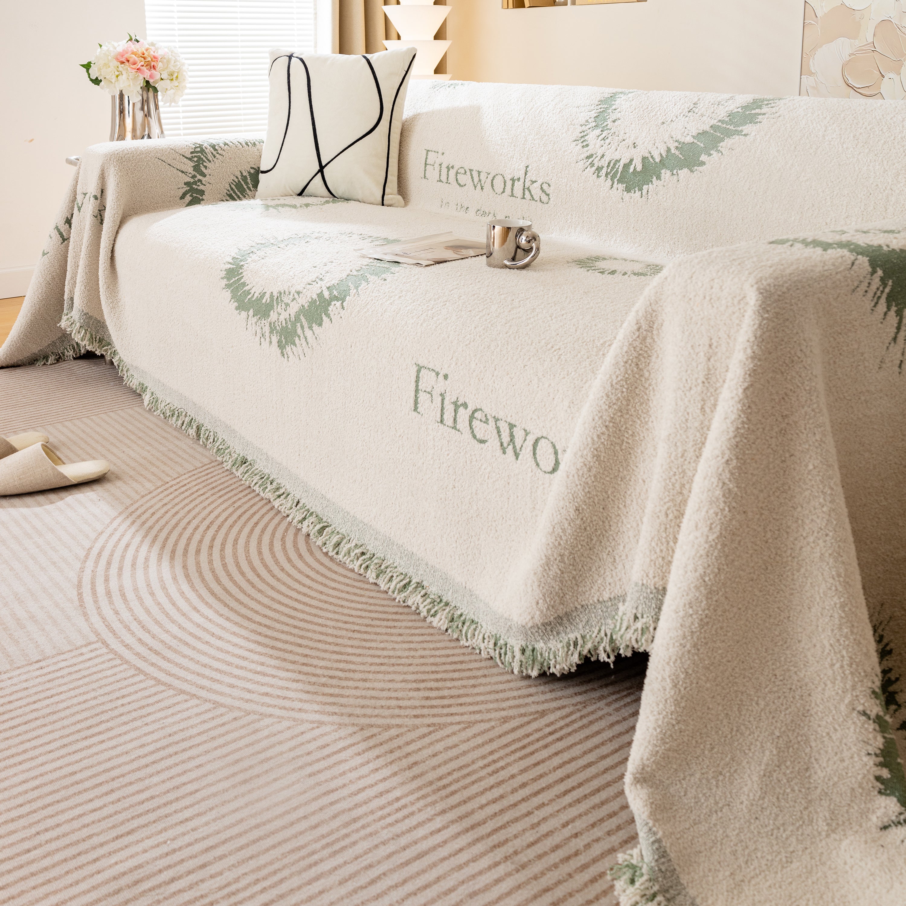 Fireworks Reversible Couch Cover Blankets Furniture Covers Washable Sectional Couch Covers
