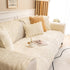 Soft Furry Velvet Plush Non-Slip Sofa Cover Quilted Palm Leaves Sectional Couch Cover for Kids and Pets
