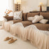 Luxury Sofa Throw Cover with Elegant Ruffled Skirt, Soft Decorative Couch Protector