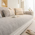 Soft Chenille Sectional Sofa Cover with Pom Pom Trim – Non-Slip Couch Protector