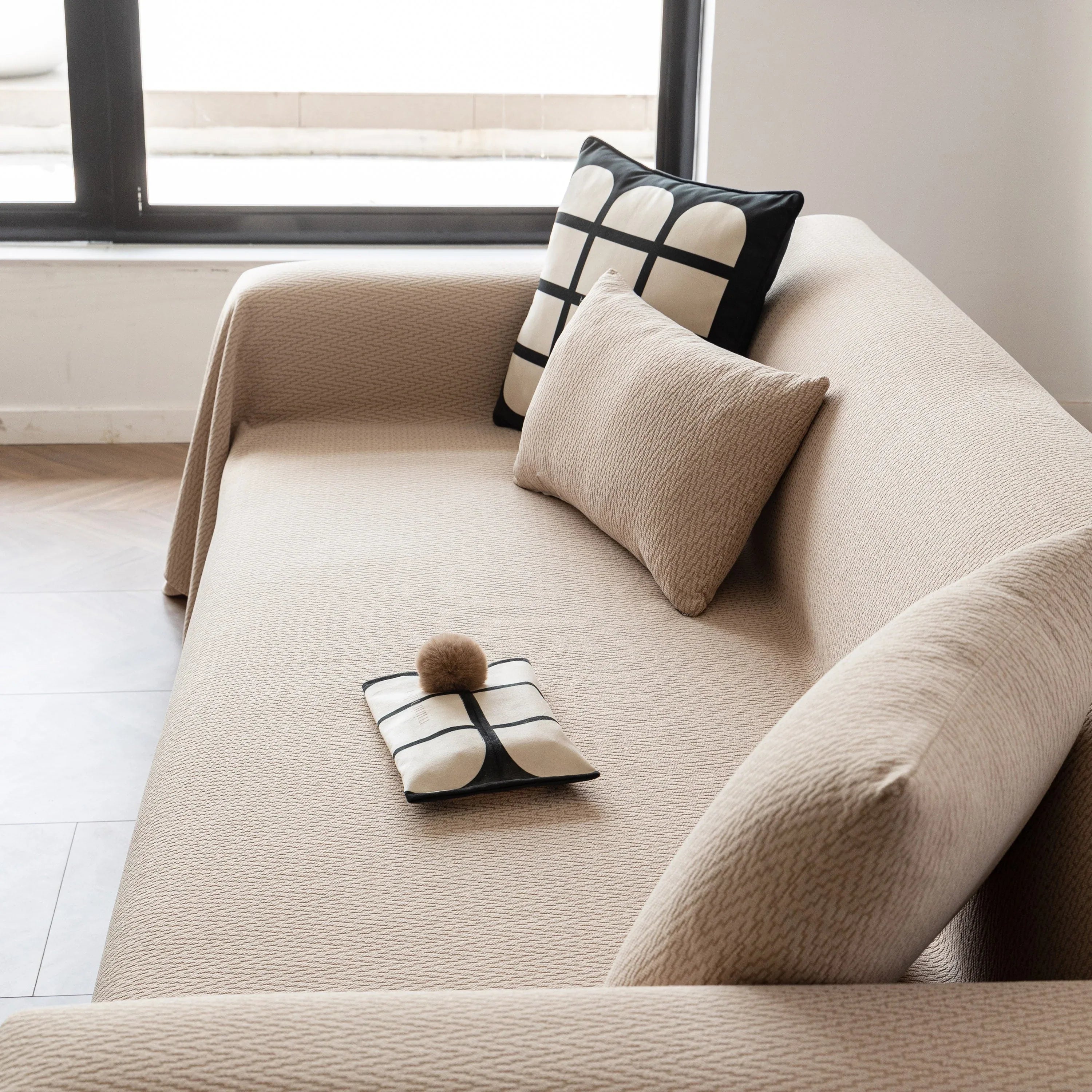 Herringbone Textured Sofa Throw Blanket, Durable Pet Friendly Modern Couch Slipcover - TaroTextile