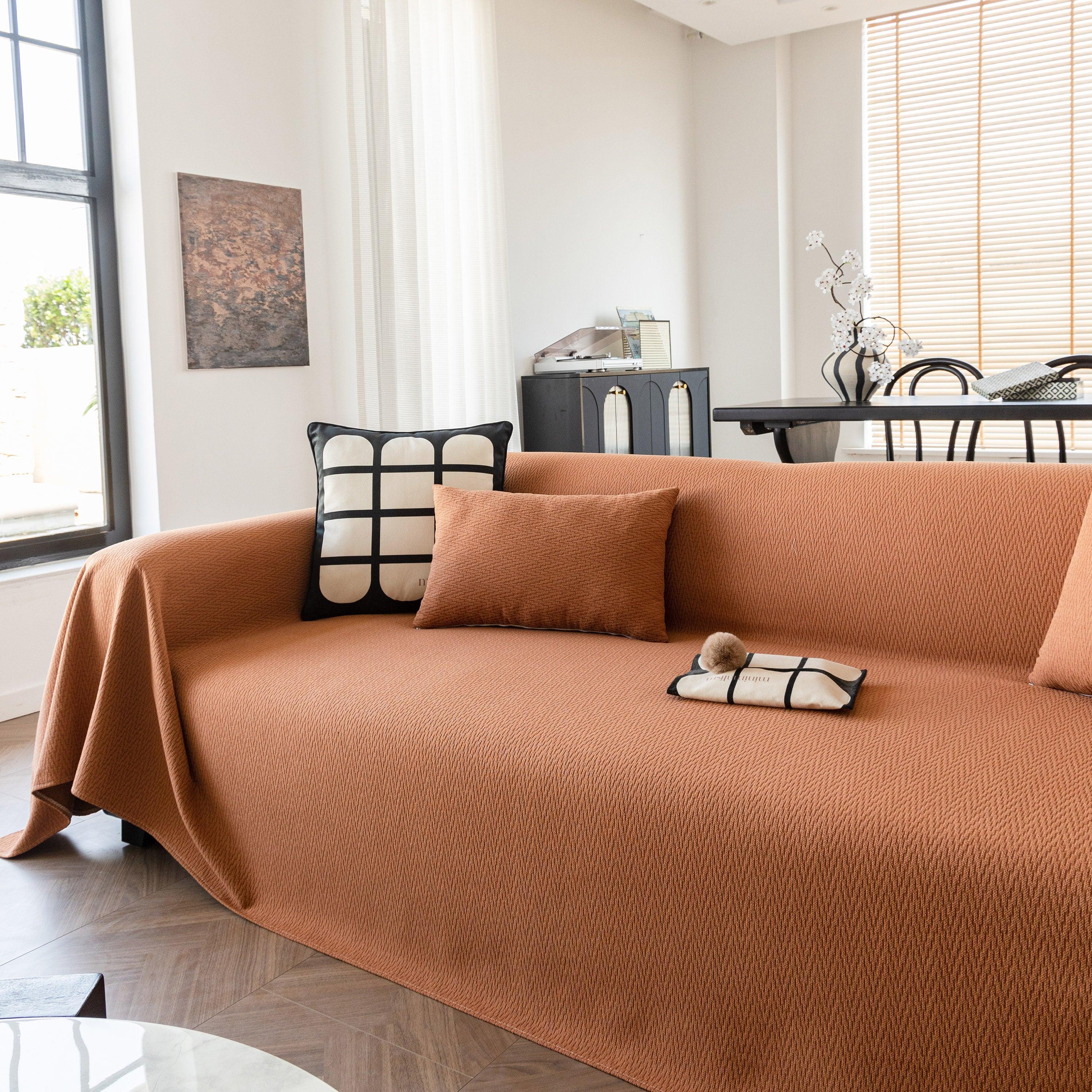 Herringbone Textured Sofa Throw Blanket, Durable Pet Friendly Modern Couch Slipcover - TaroTextile