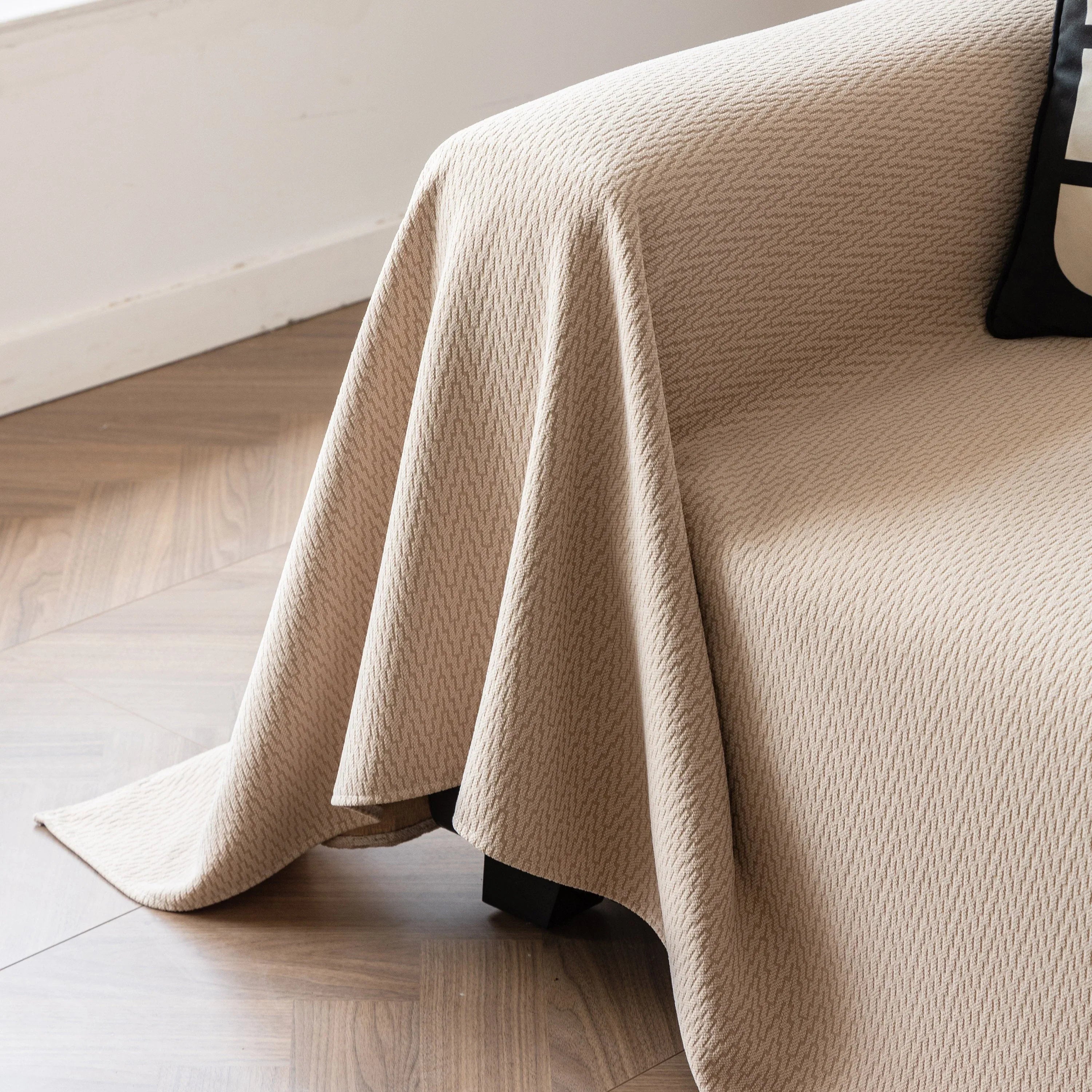 Herringbone Textured Sofa Throw Blanket, Durable Pet Friendly Modern Couch Slipcover - TaroTextile