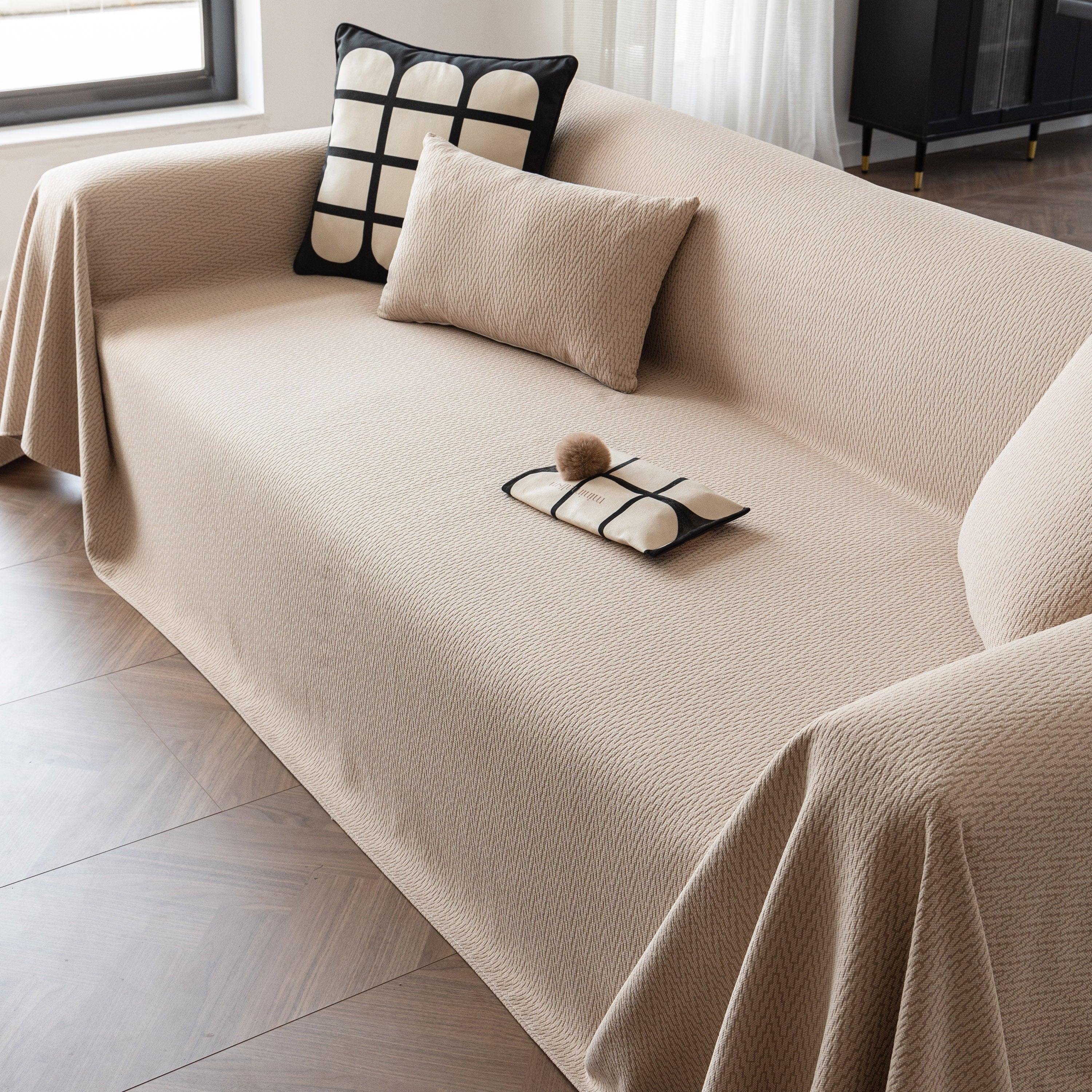 Herringbone Textured Sofa Throw Blanket, Durable Pet Friendly Modern Couch Slipcover - TaroTextile