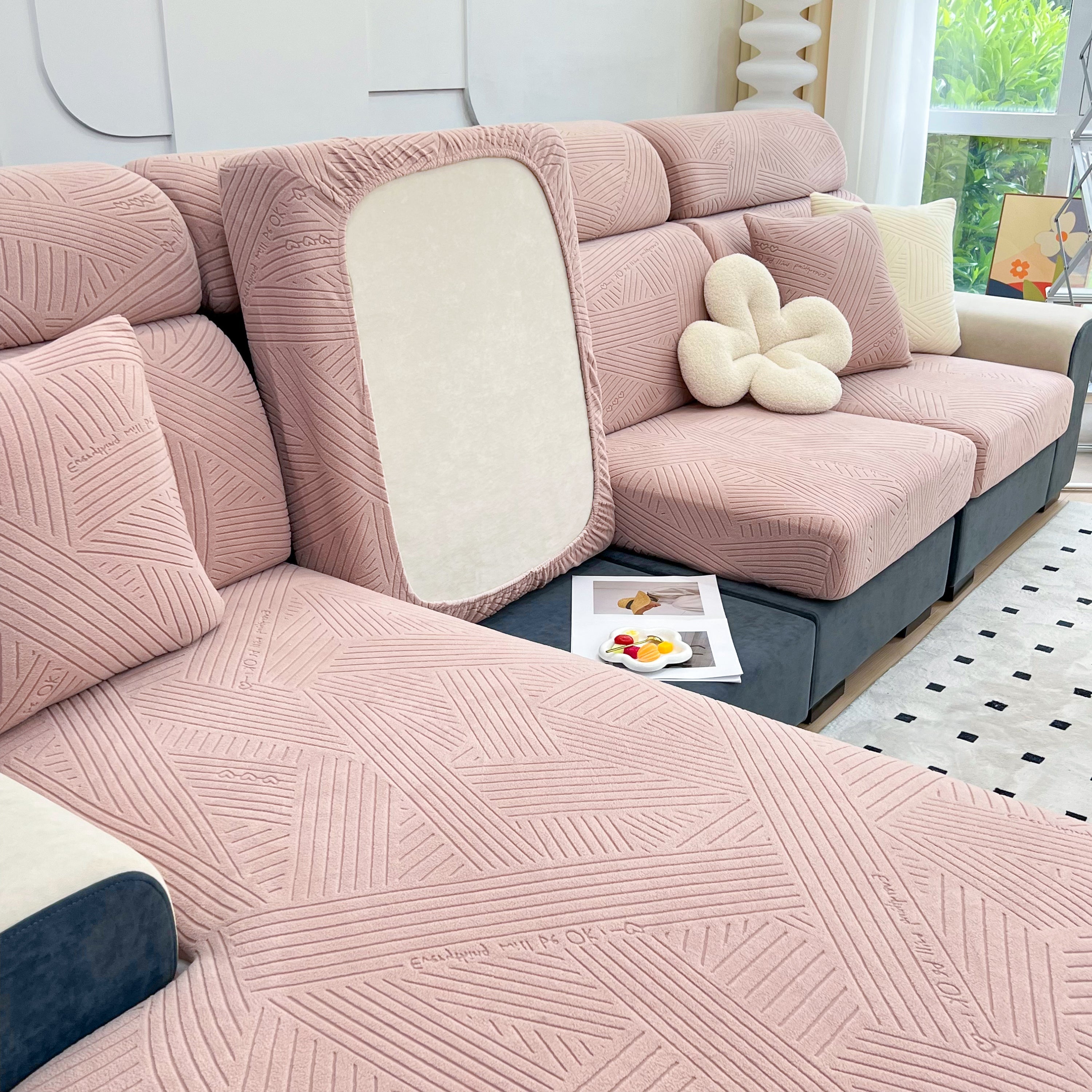 Stretch Couch Cushion Covers, Slipcovers Sofa Cushion Protector Covers, Elastic Furniture Protector for Pets, Kid