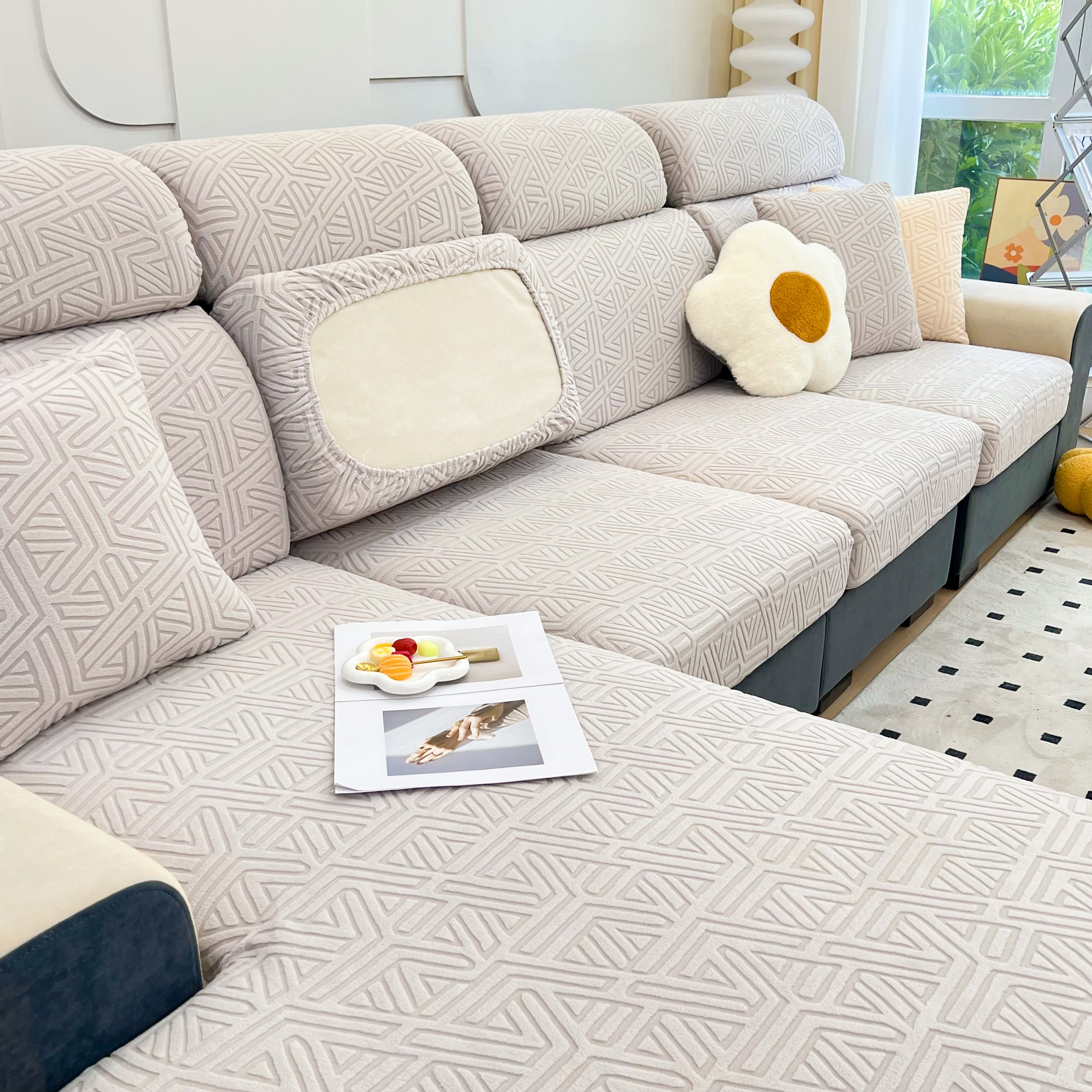 Polar Fleece Stretch Seat Cushion Covers, Sofa Seat Cushion Covers, Couch Cushion Protector Covers