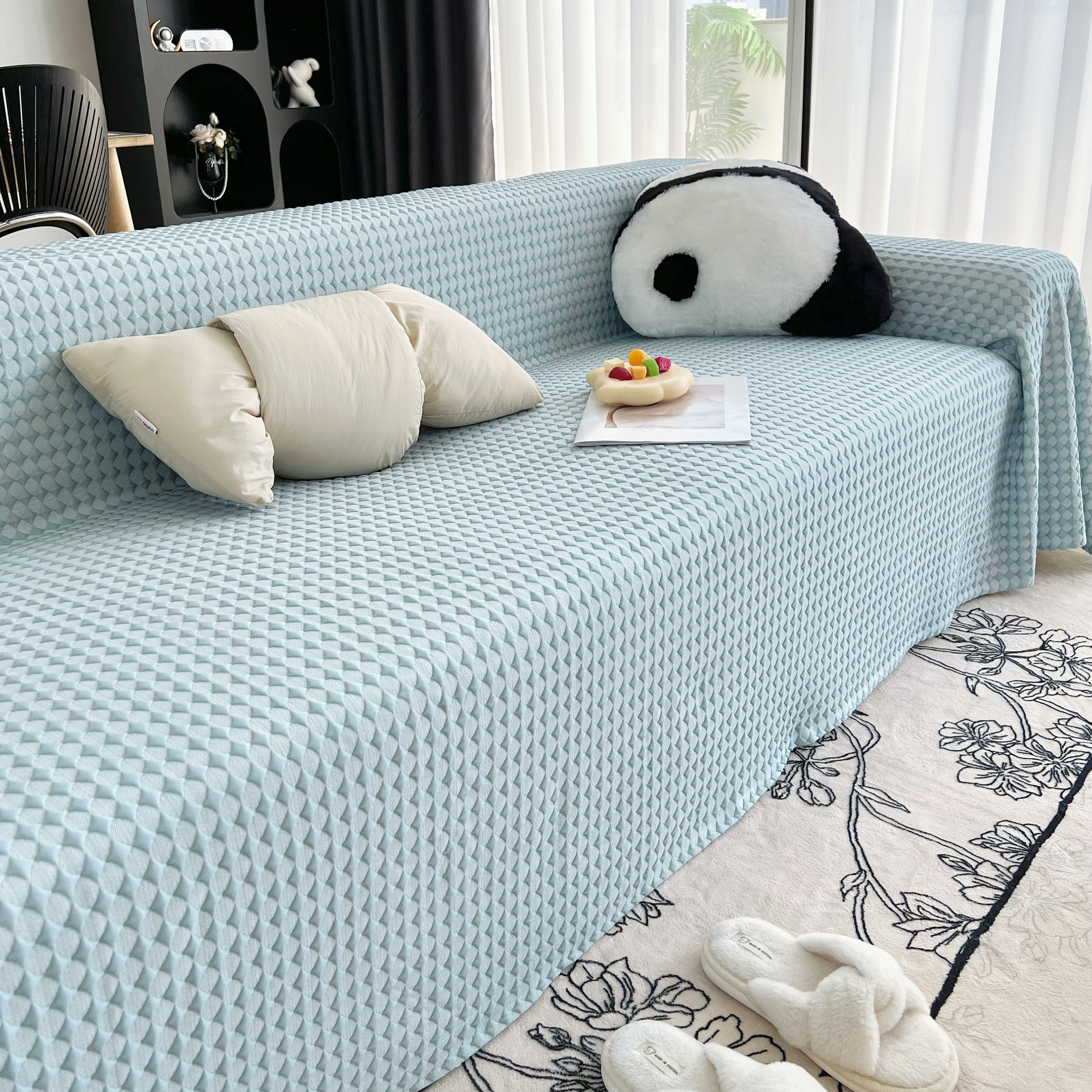 Cooling Textured Sofa Cover Washable Soft Couch Throw Blanket for Summer & Pets