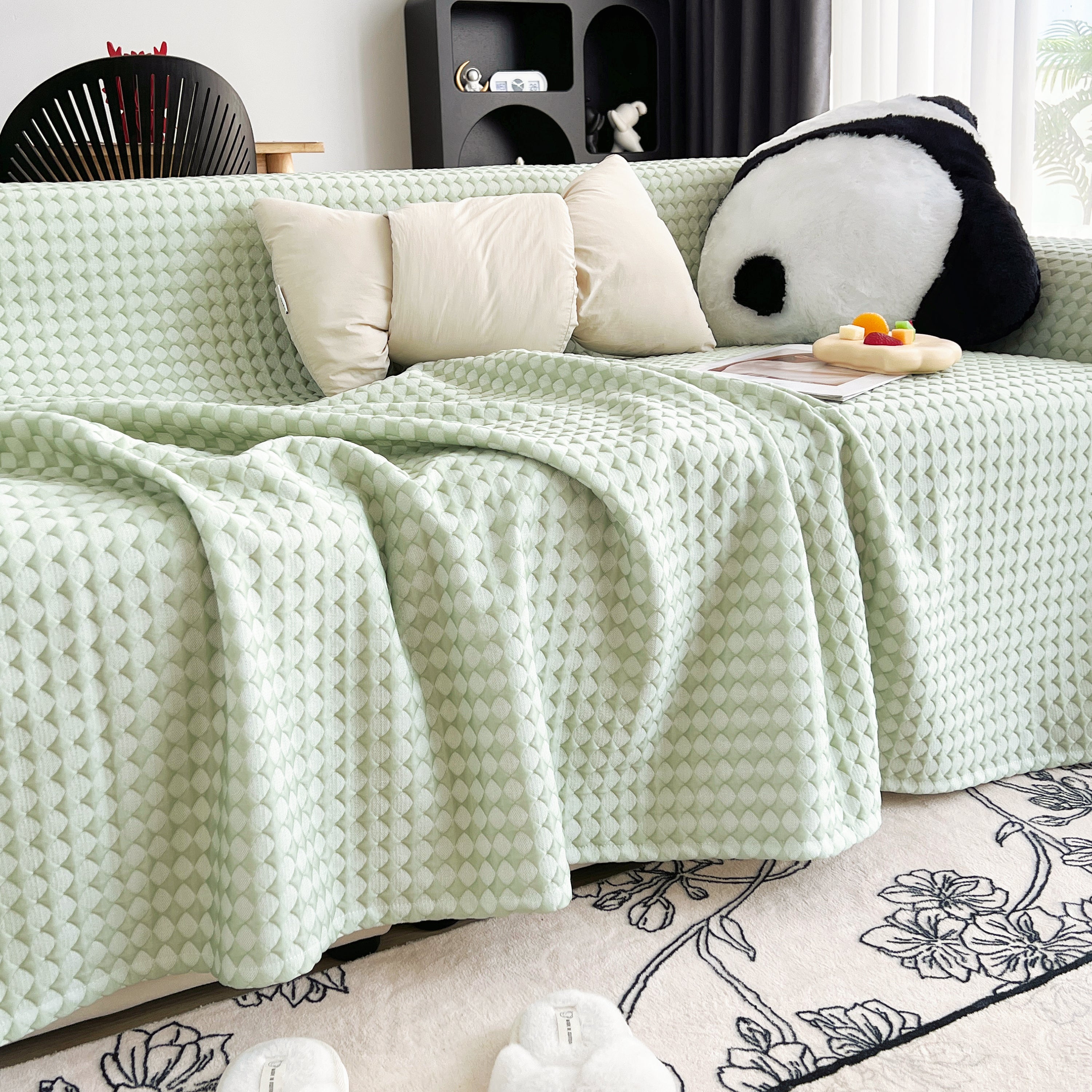Cooling Textured Sofa Cover Washable Soft Couch Throw Blanket for Summer & Pets