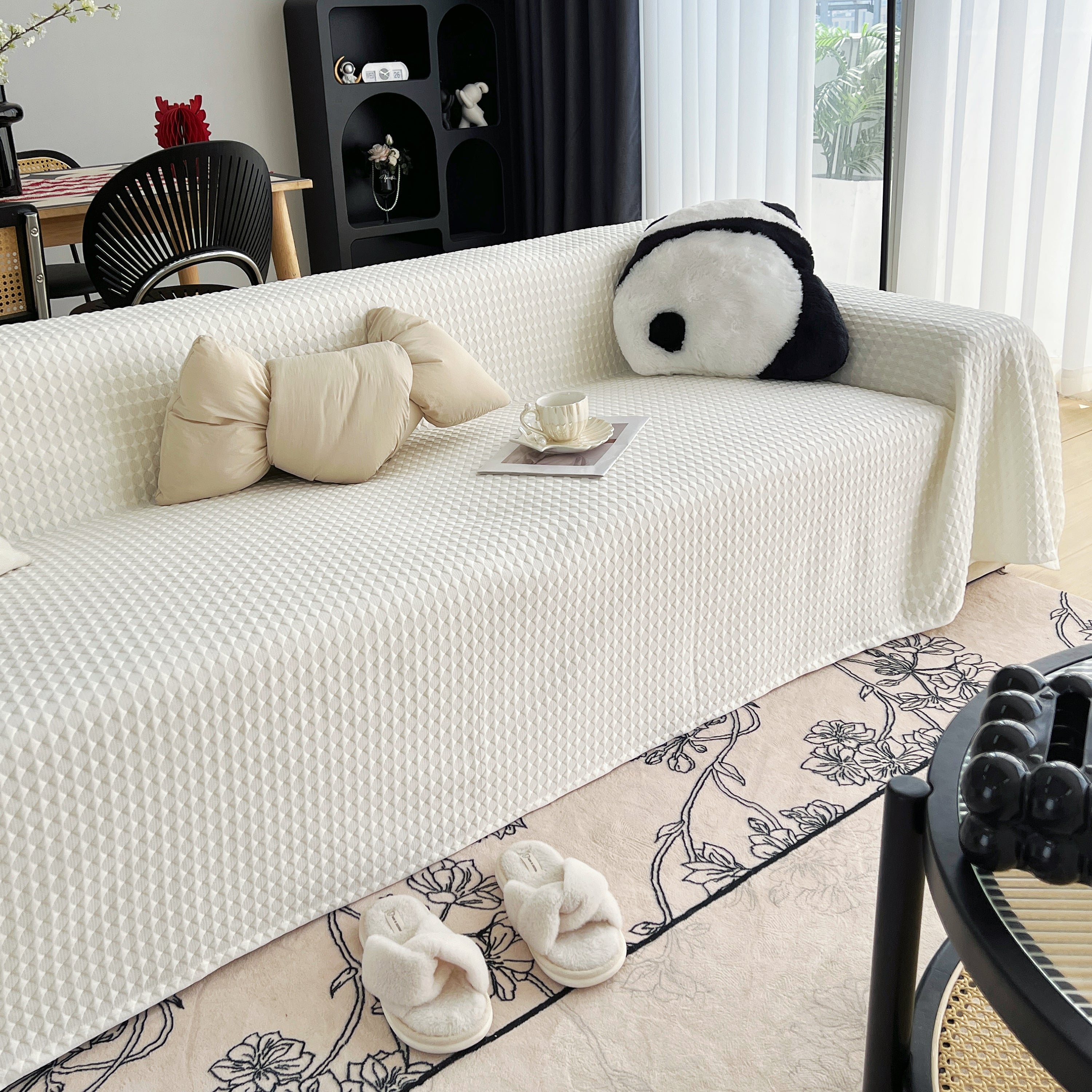 Cooling Textured Sofa Cover Washable Soft Couch Throw Blanket for Summer & Pets