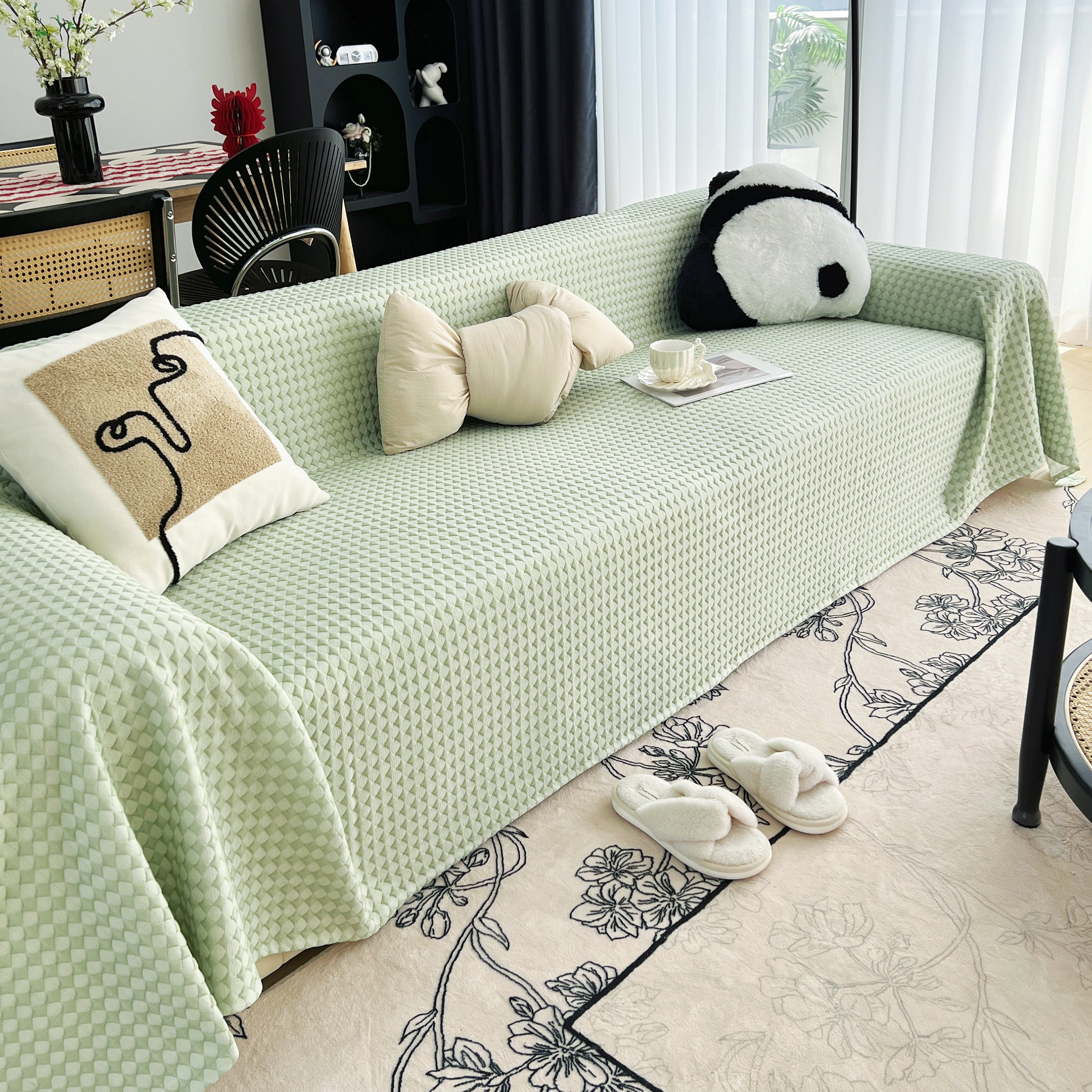 Cooling Textured Sofa Cover Washable Soft Couch Throw Blanket for Summer & Pets