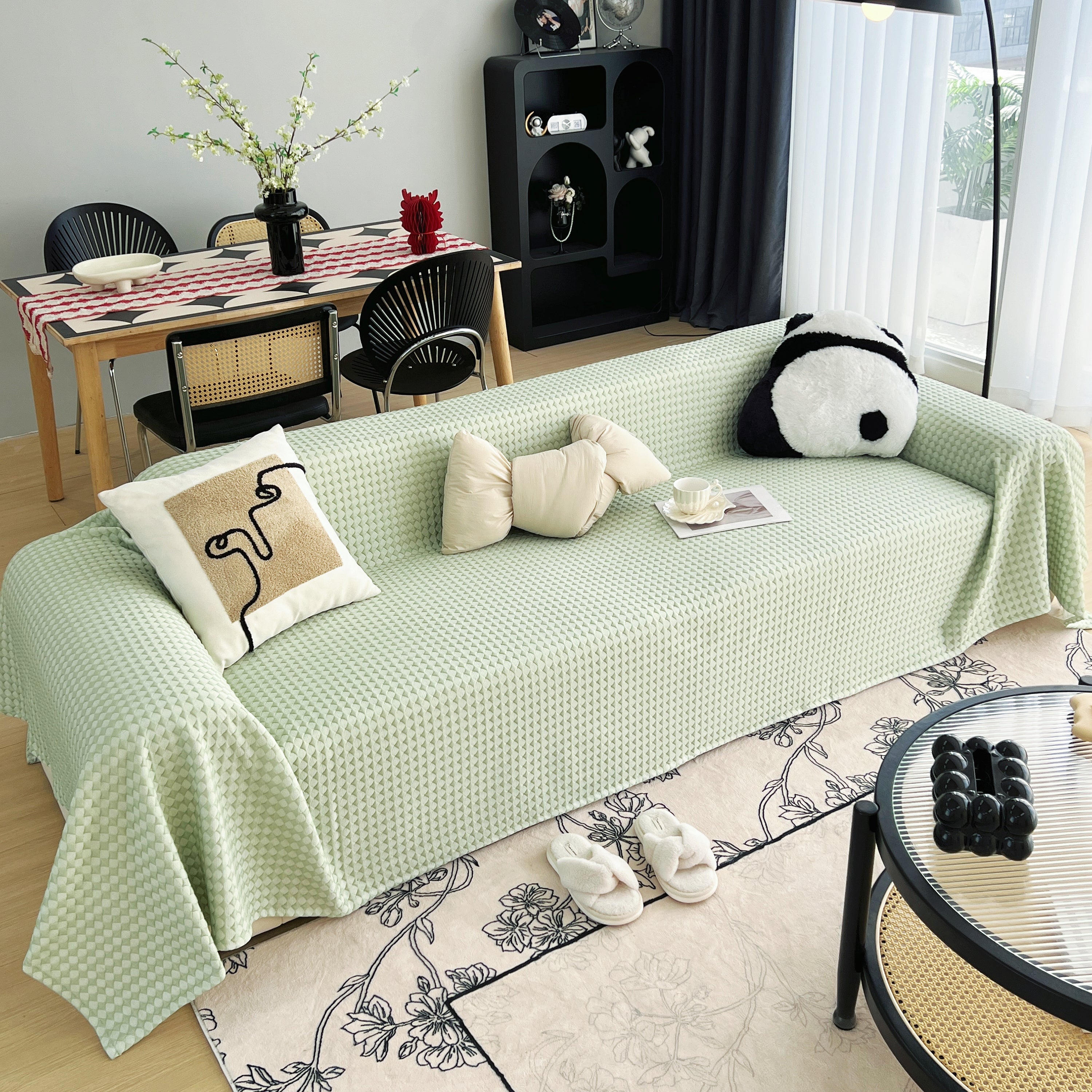 Cooling Textured Sofa Cover Washable Soft Couch Throw Blanket for Summer & Pets