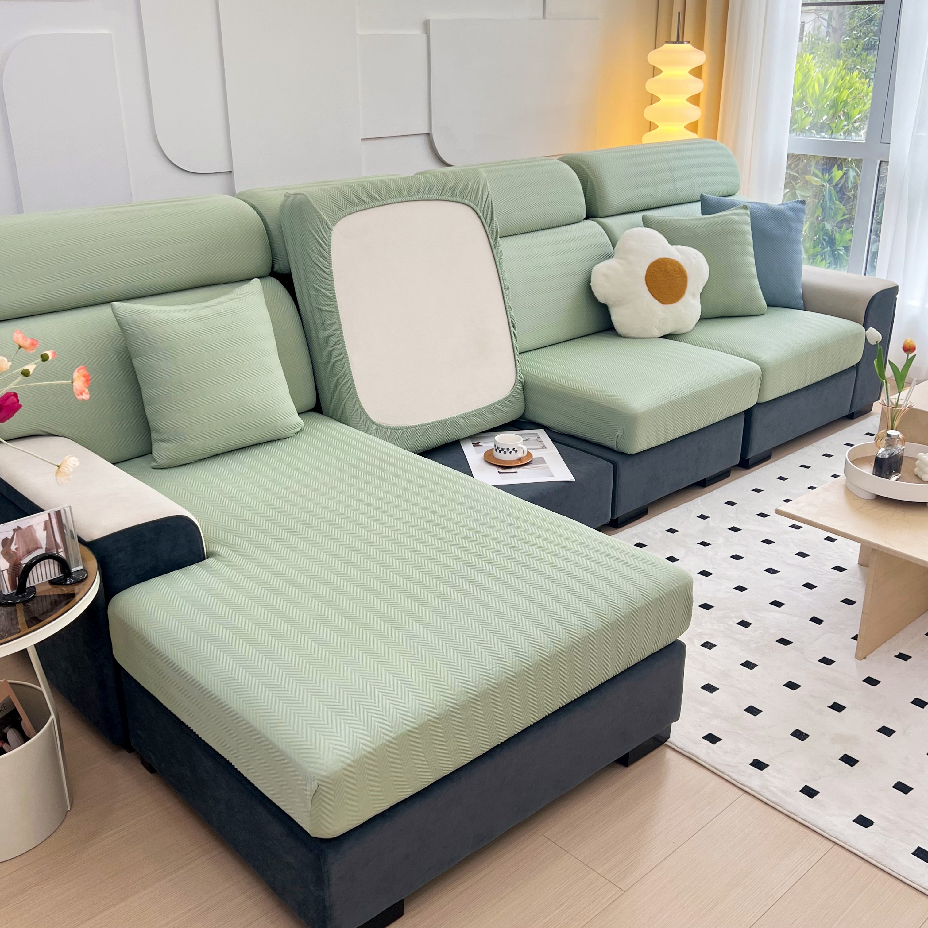 Cooling Stretchy Replacement Couch Cushion Covers for Sectional, Individual Couch Seat Cushion Covers