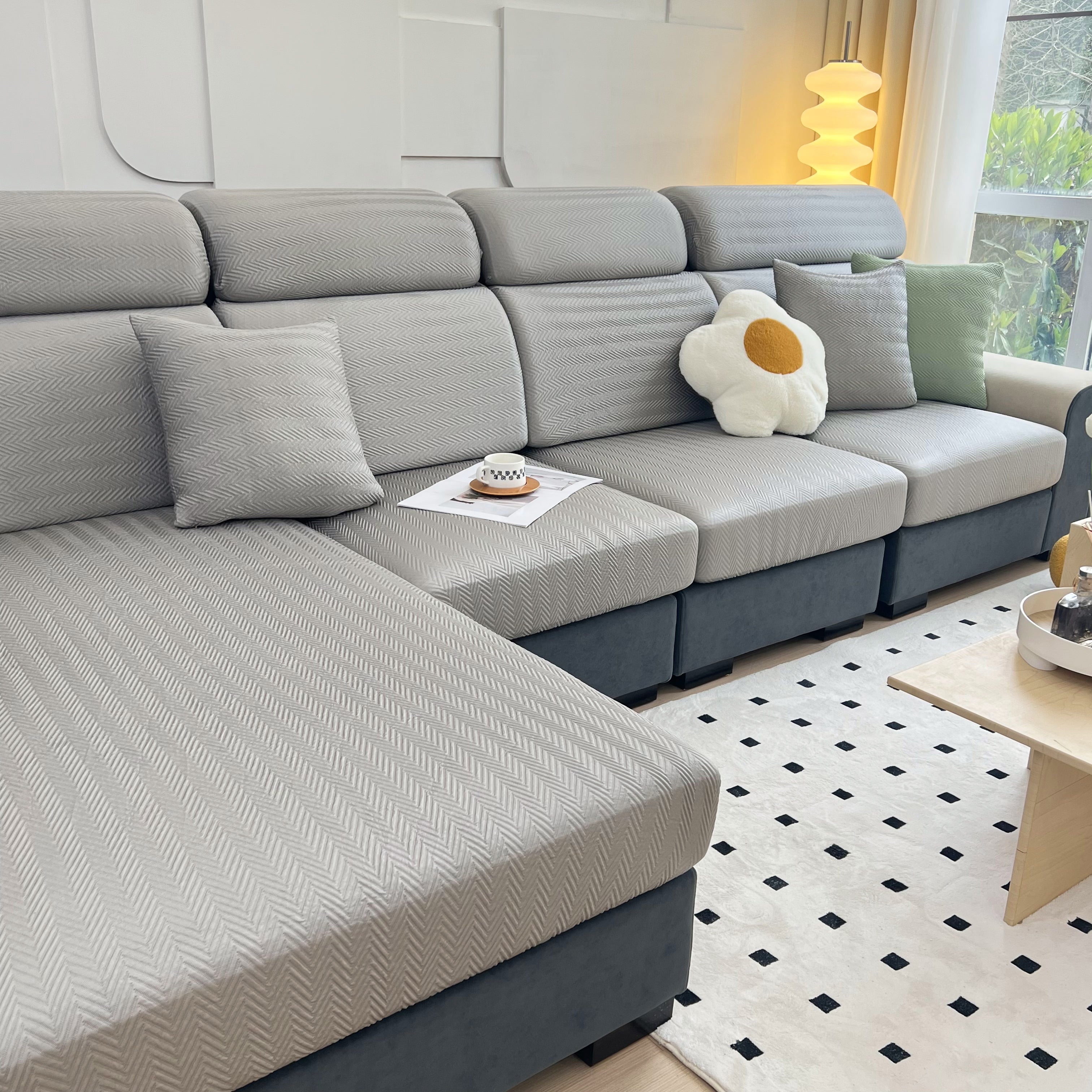 Cooling Stretchy Replacement Couch Cushion Covers for Sectional, Individual Couch Seat Cushion Covers