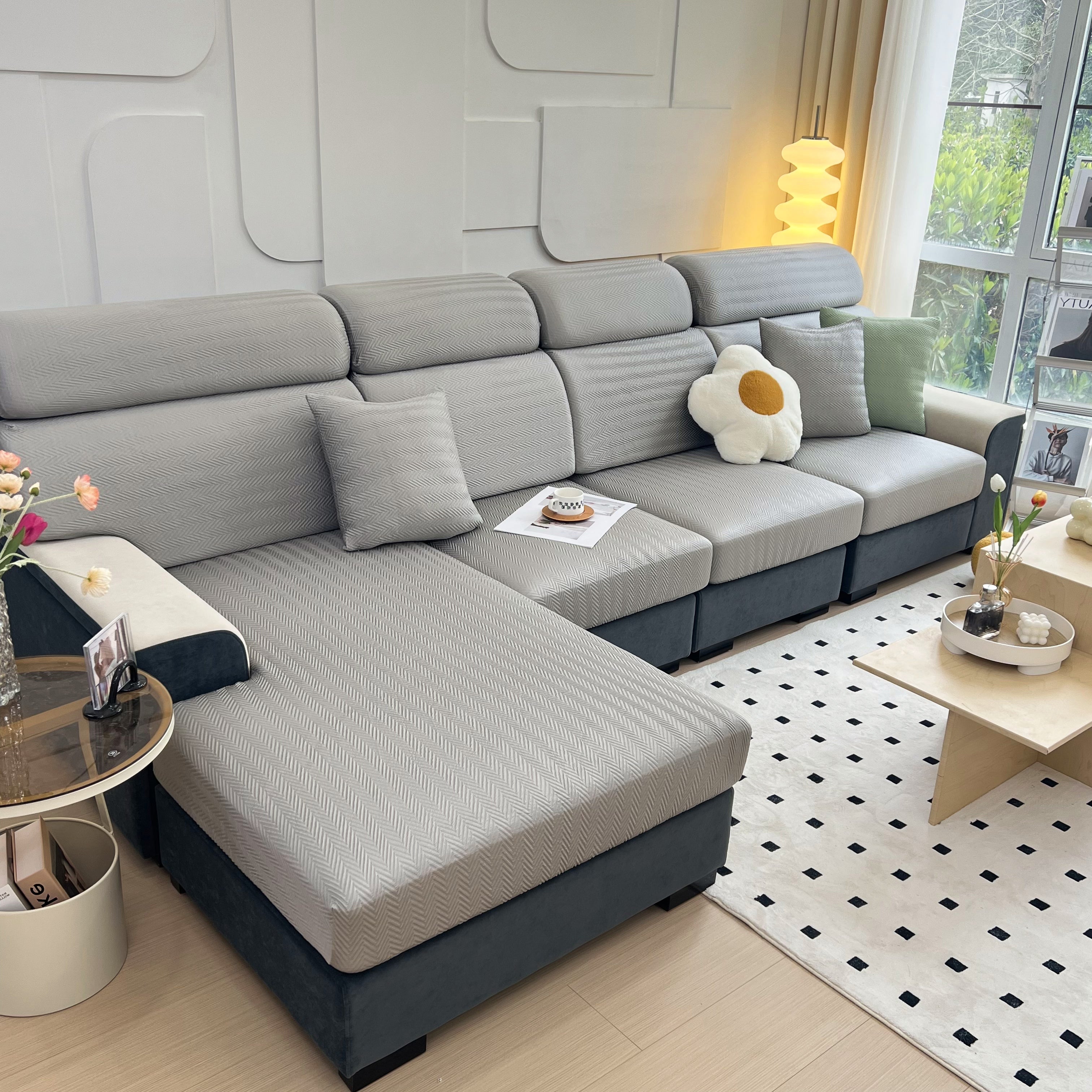 Cooling Stretchy Replacement Couch Cushion Covers for Sectional, Individual Couch Seat Cushion Covers
