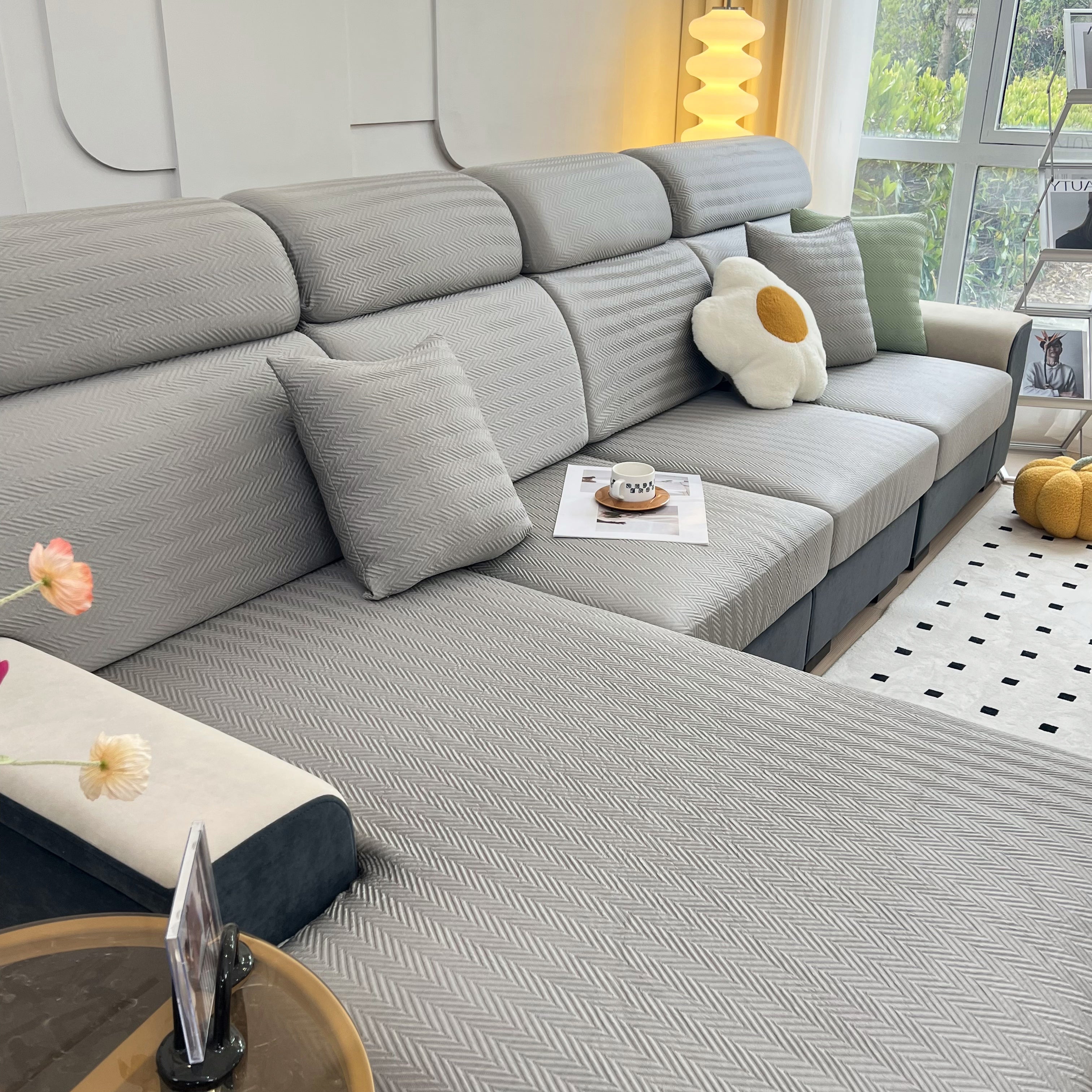 Cooling Stretchy Replacement Couch Cushion Covers for Sectional, Individual Couch Seat Cushion Covers