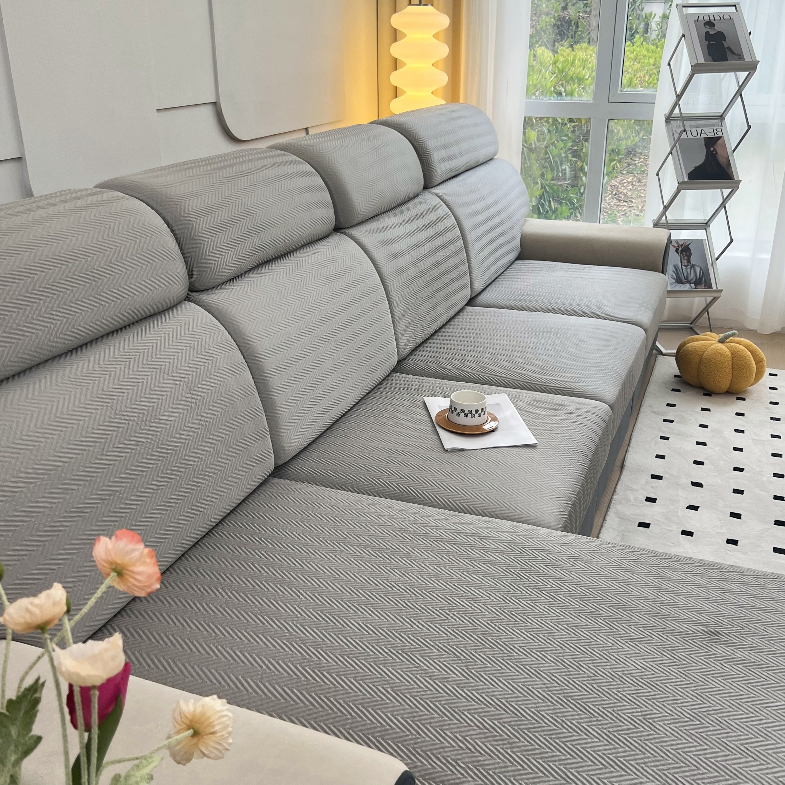 Cooling Stretchy Replacement Couch Cushion Covers for Sectional, Individual Couch Seat Cushion Covers