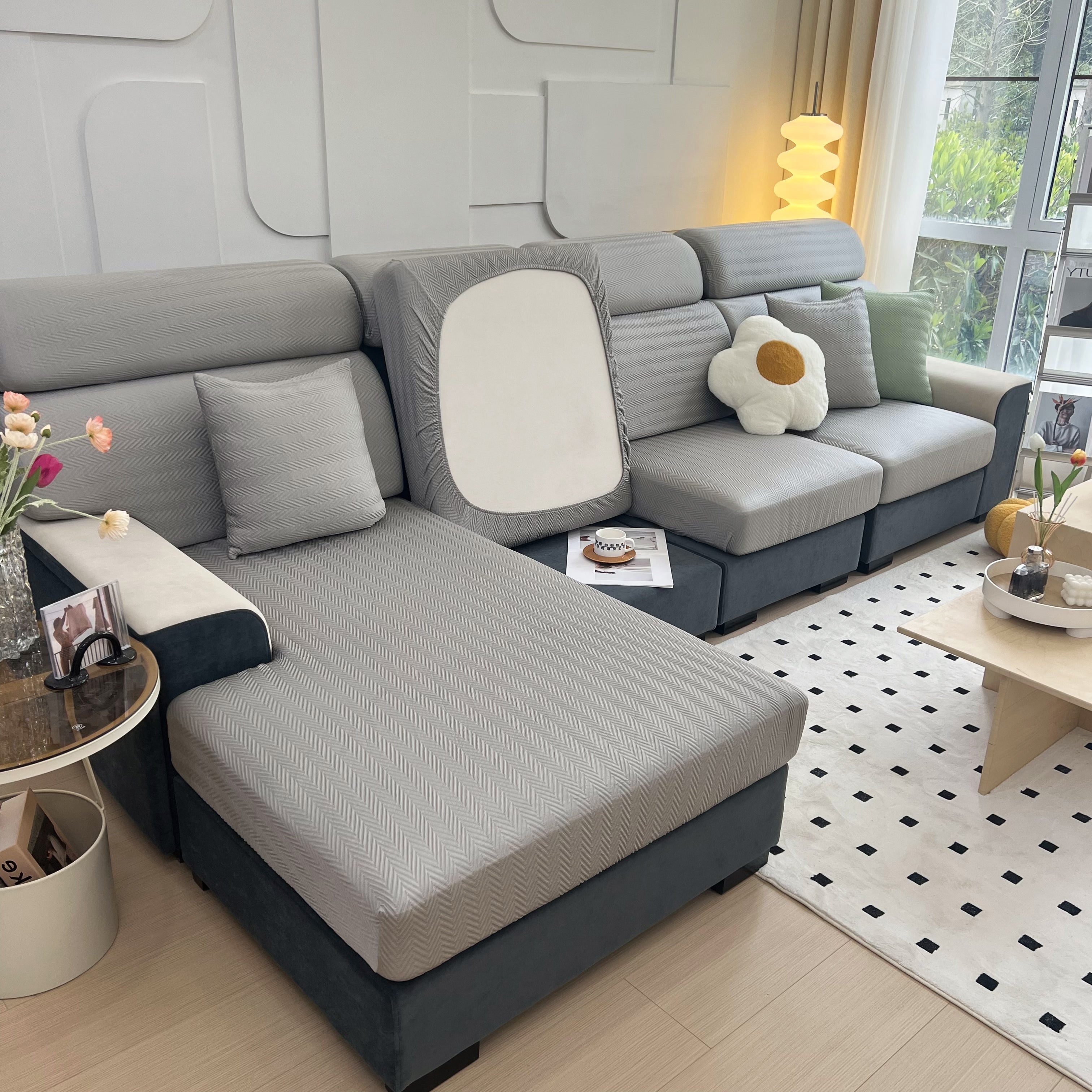 Cooling Stretchy Replacement Couch Cushion Covers for Sectional, Individual Couch Seat Cushion Covers