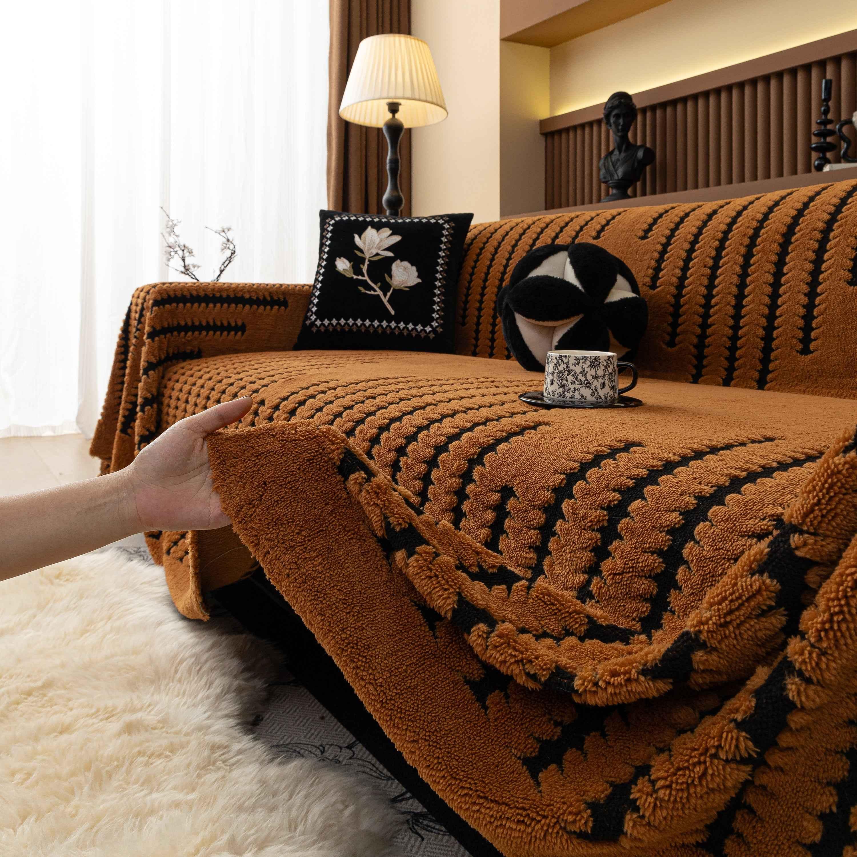 Jacquard Fleece Throw Blanket for Couch Plush Fuzzy Cozy Soft Blankets and Throws for Sofa - TaroTextile